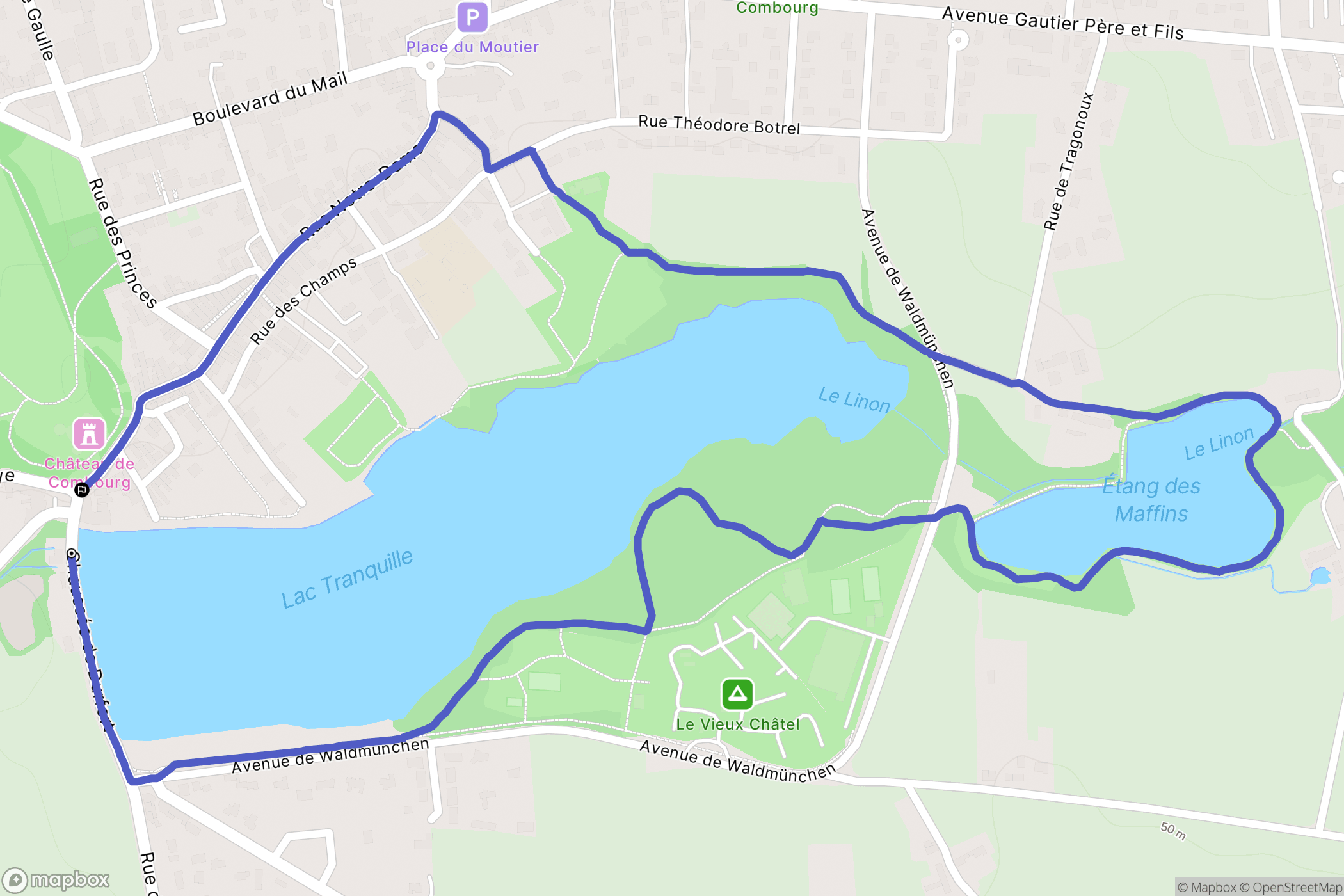 Combourg : carte du parcours de randonnée - France