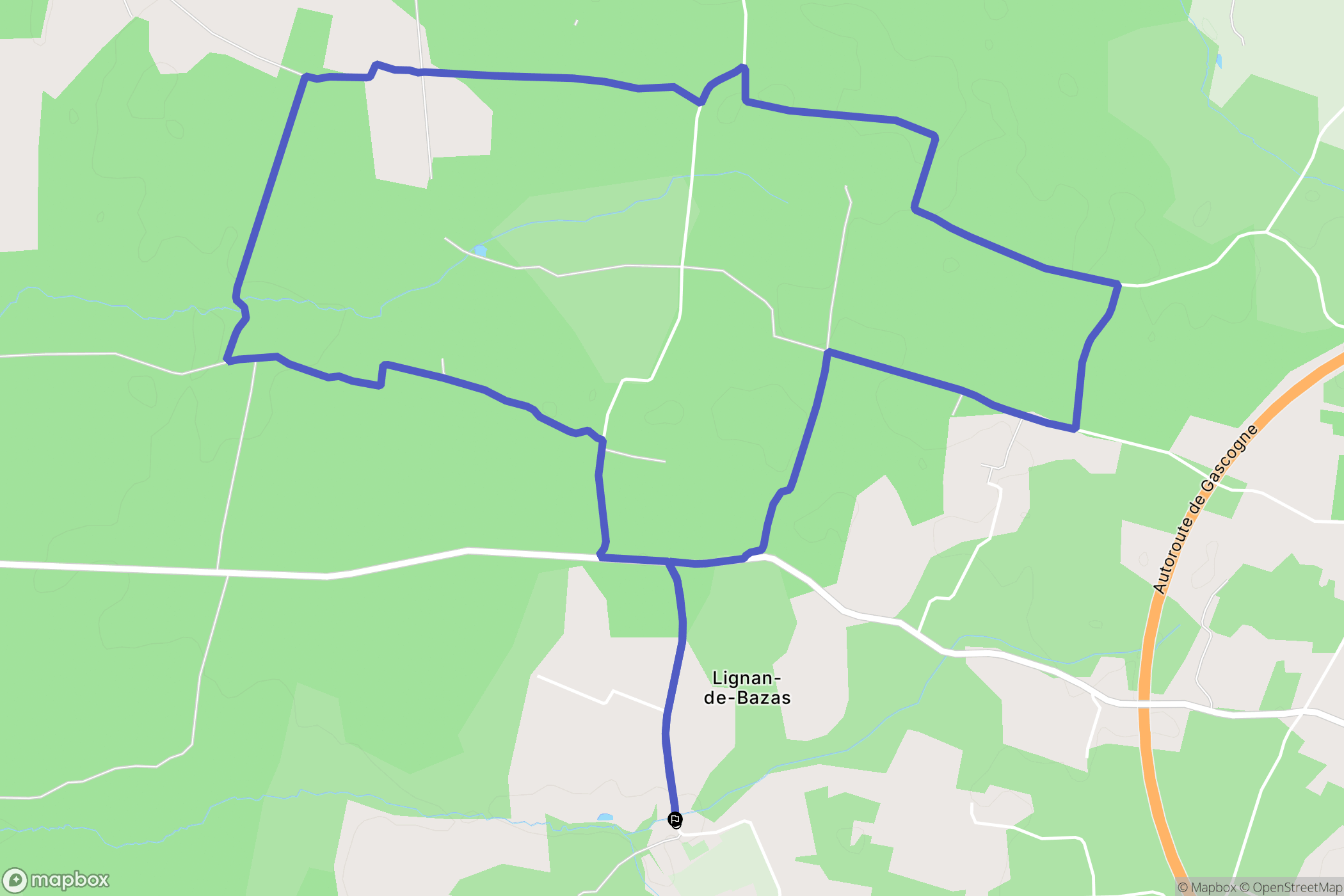 Lignan-de-Bazas : carte du parcours de randonnée - France