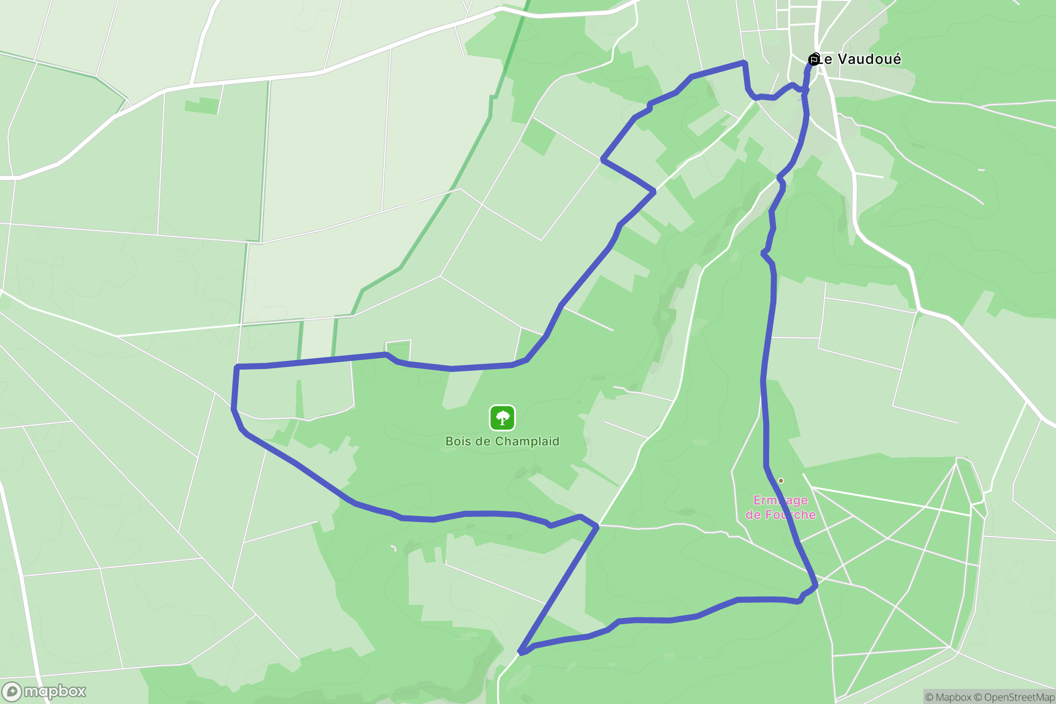 Le Vaudoué : carte du parcours de randonnée - France