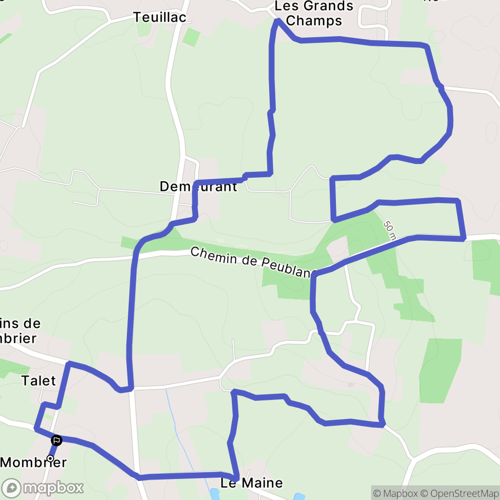 Mombrier : carte du parcours de randonnée - France