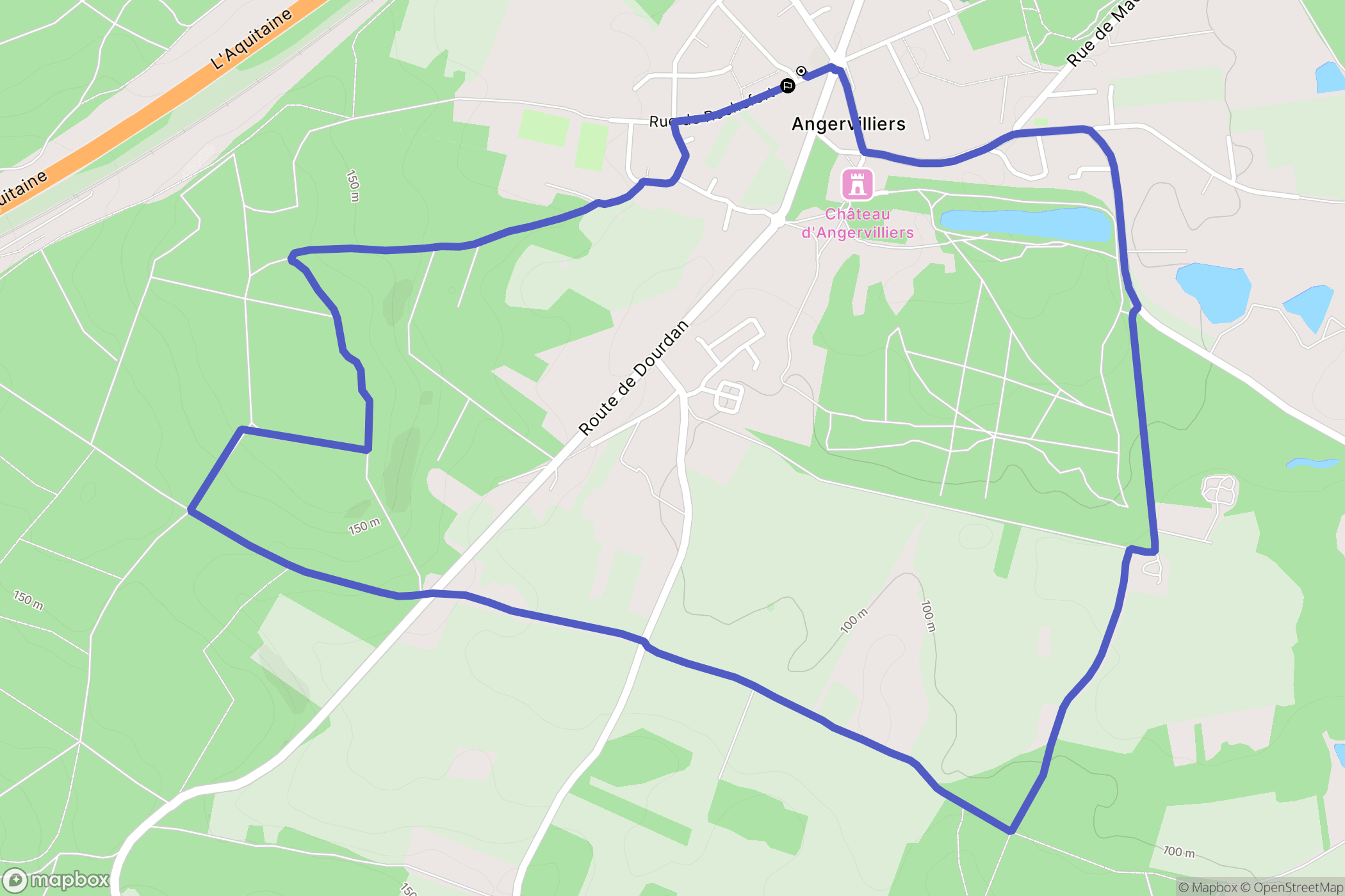 Angervilliers : carte du parcours de randonnée - France