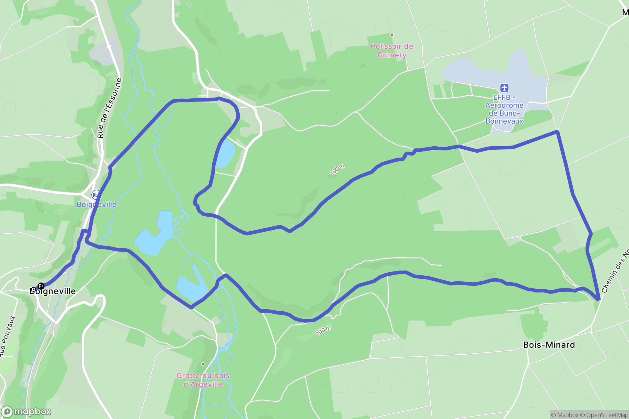 Boigneville : carte du parcours de randonnée - France