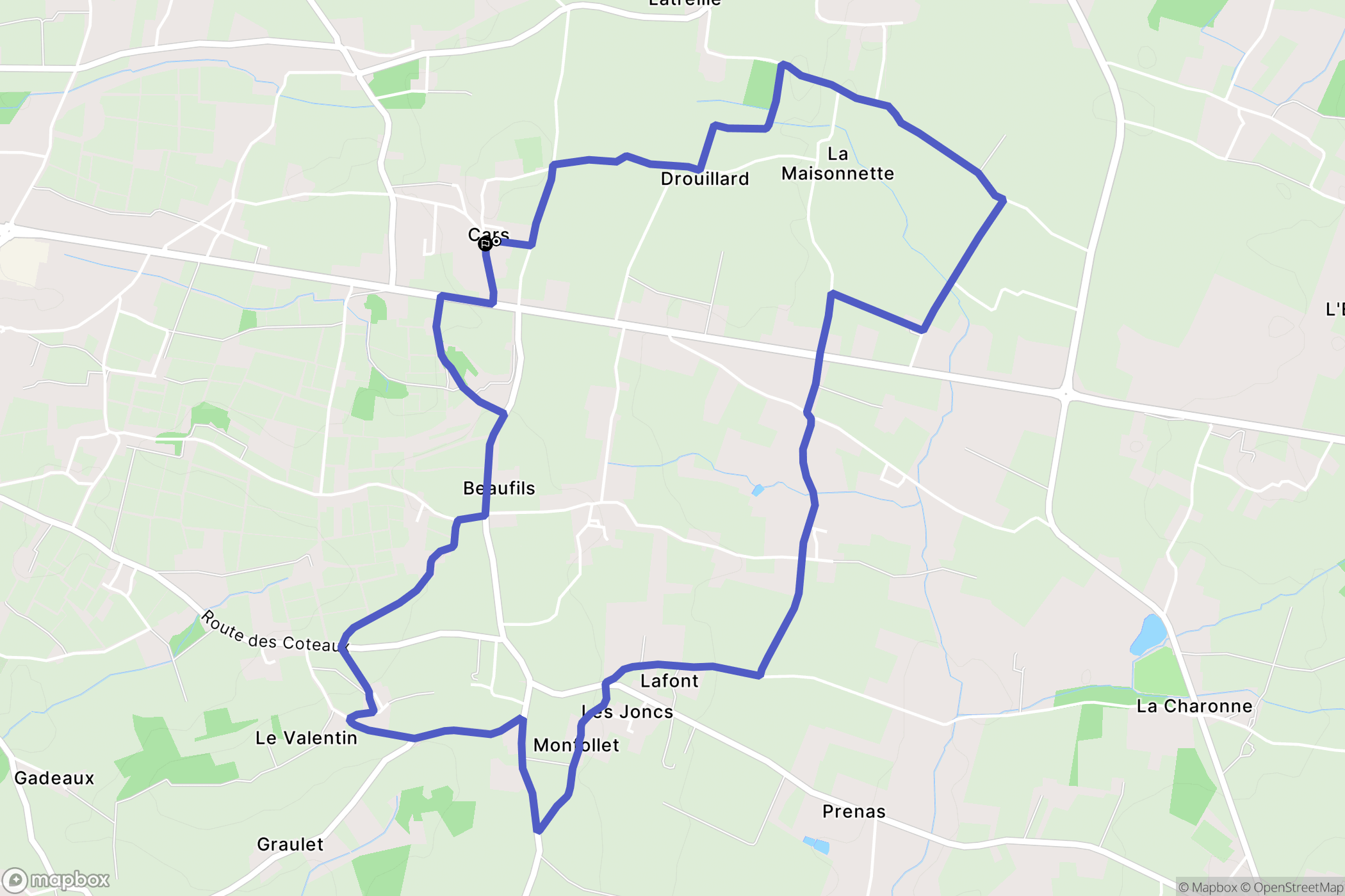 Cars : carte du parcours de randonnée - France