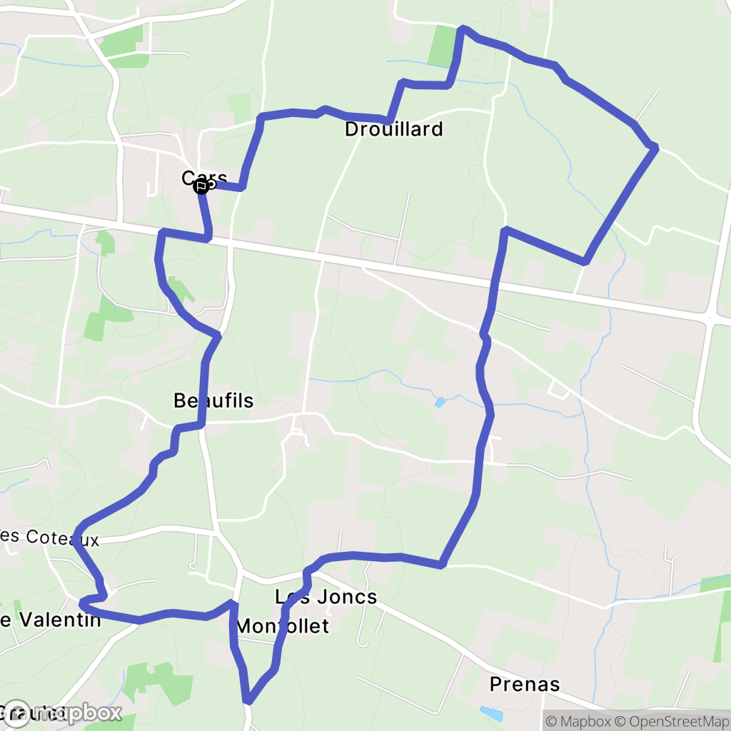 Cars : carte du parcours de randonnée - France