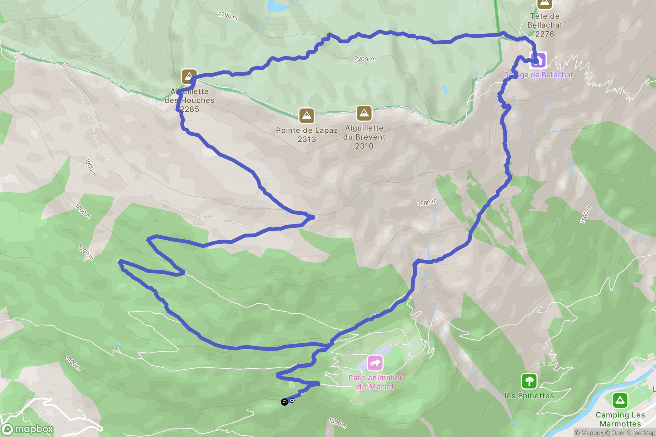 Les Houches : carte du parcours de randonnée - France