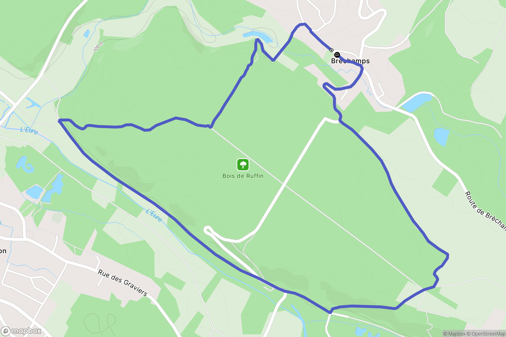 Bréchamps : carte du parcours de randonnée - France