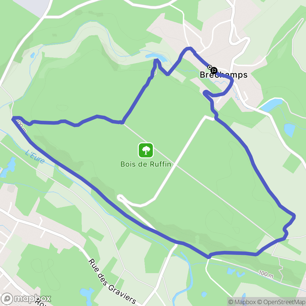 Bréchamps : carte du parcours de randonnée - France