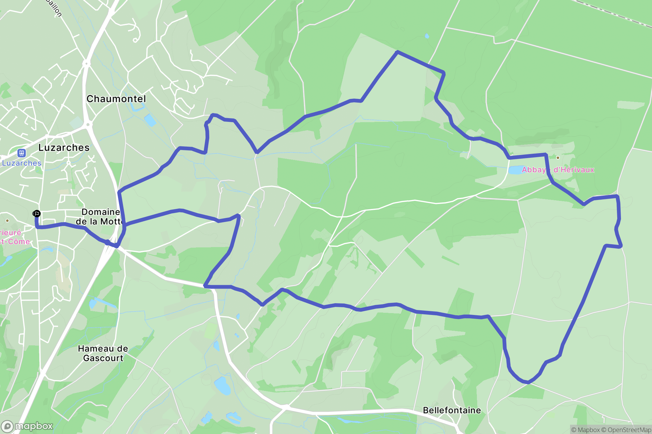 Luzarches : carte du parcours de randonnée - France