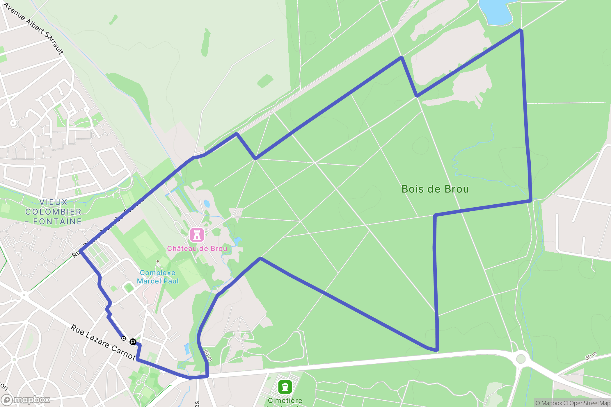 Brou-sur-Chantereine : carte du parcours de randonnée - France