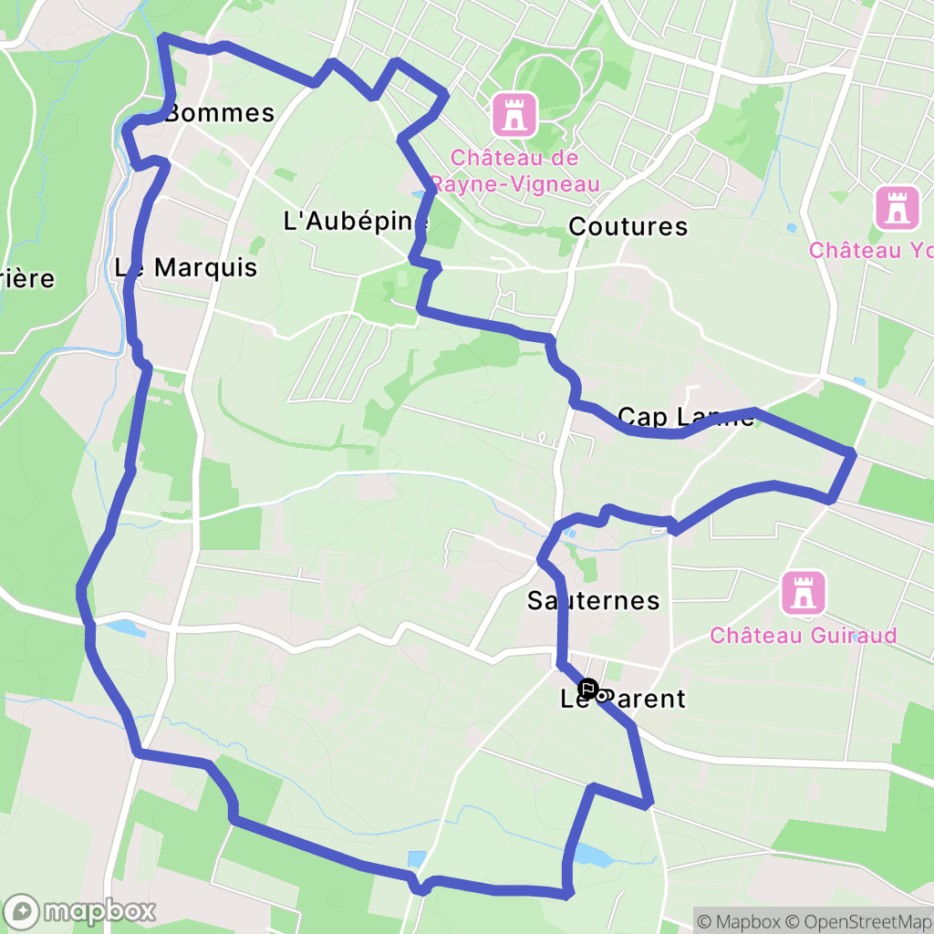 Sauternes : carte du parcours de randonnée - France