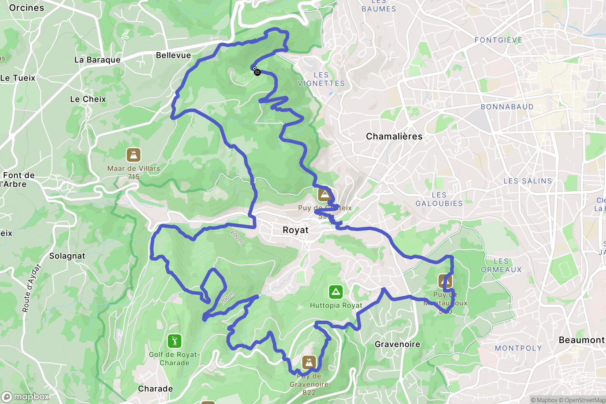 Orcines : carte du parcours de randonnée - France