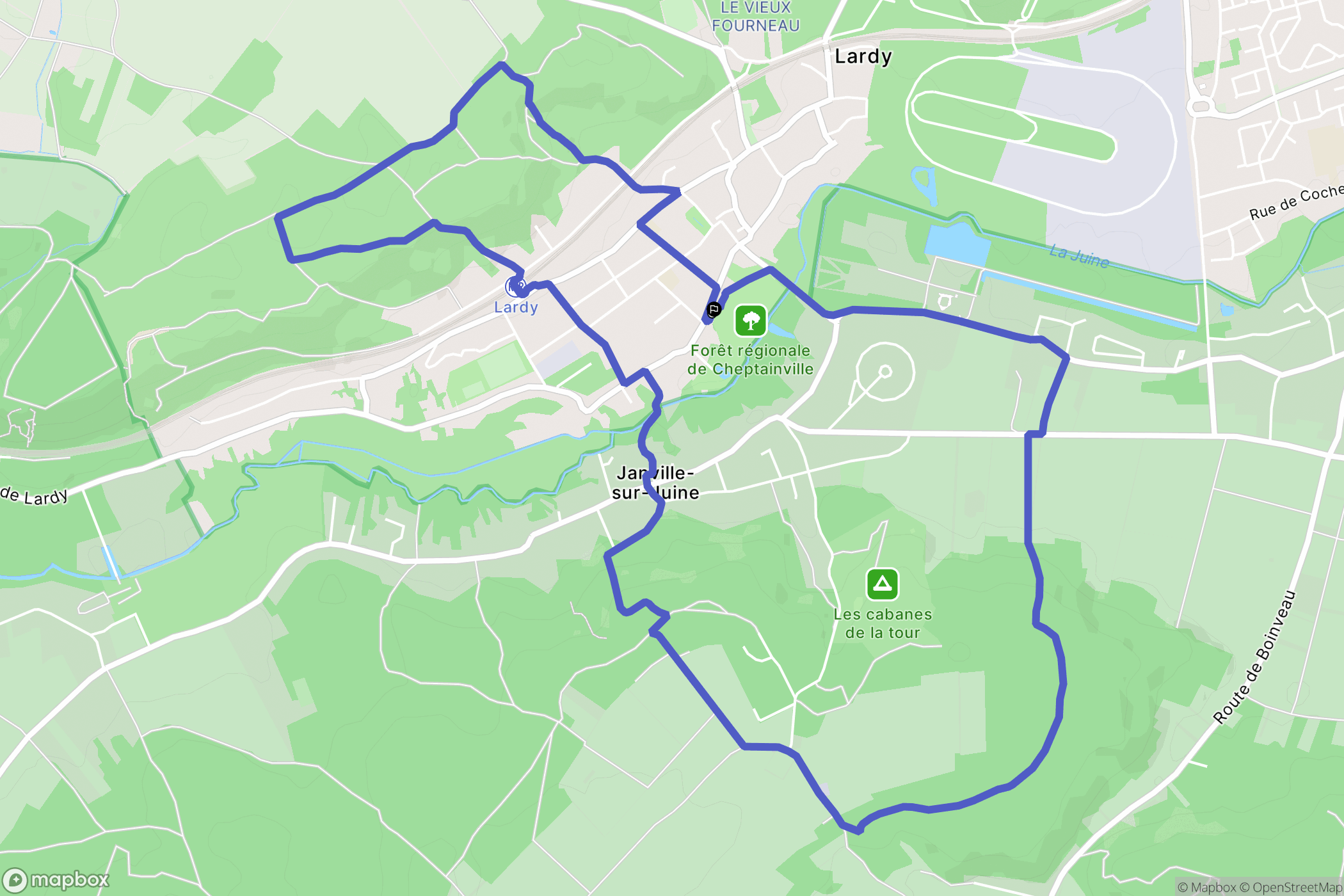 Lardy : carte du parcours de randonnée - France