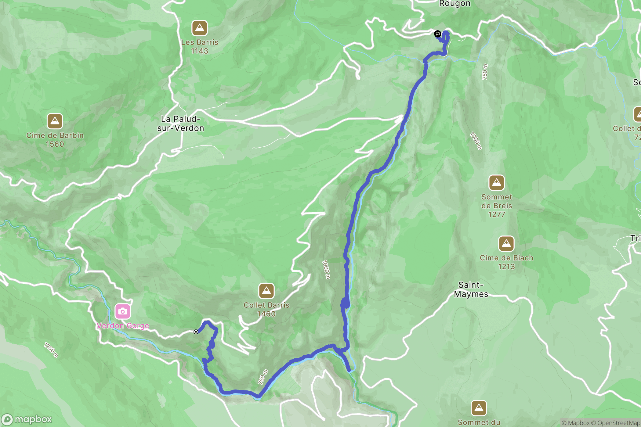 La Palud-sur-Verdon : carte du parcours de randonnée - France