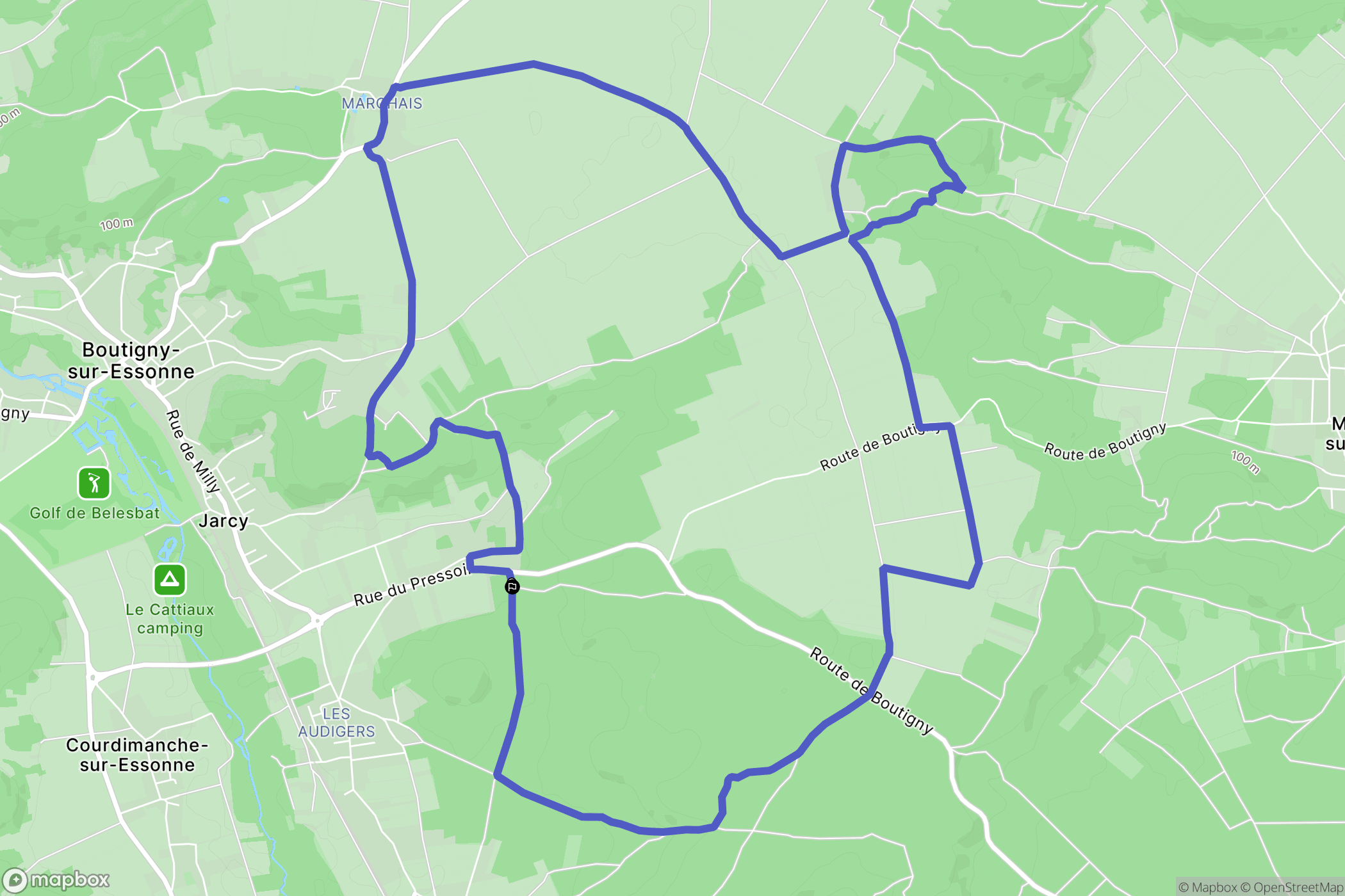 Boutigny-sur-Essonne : carte du parcours de randonnée - France