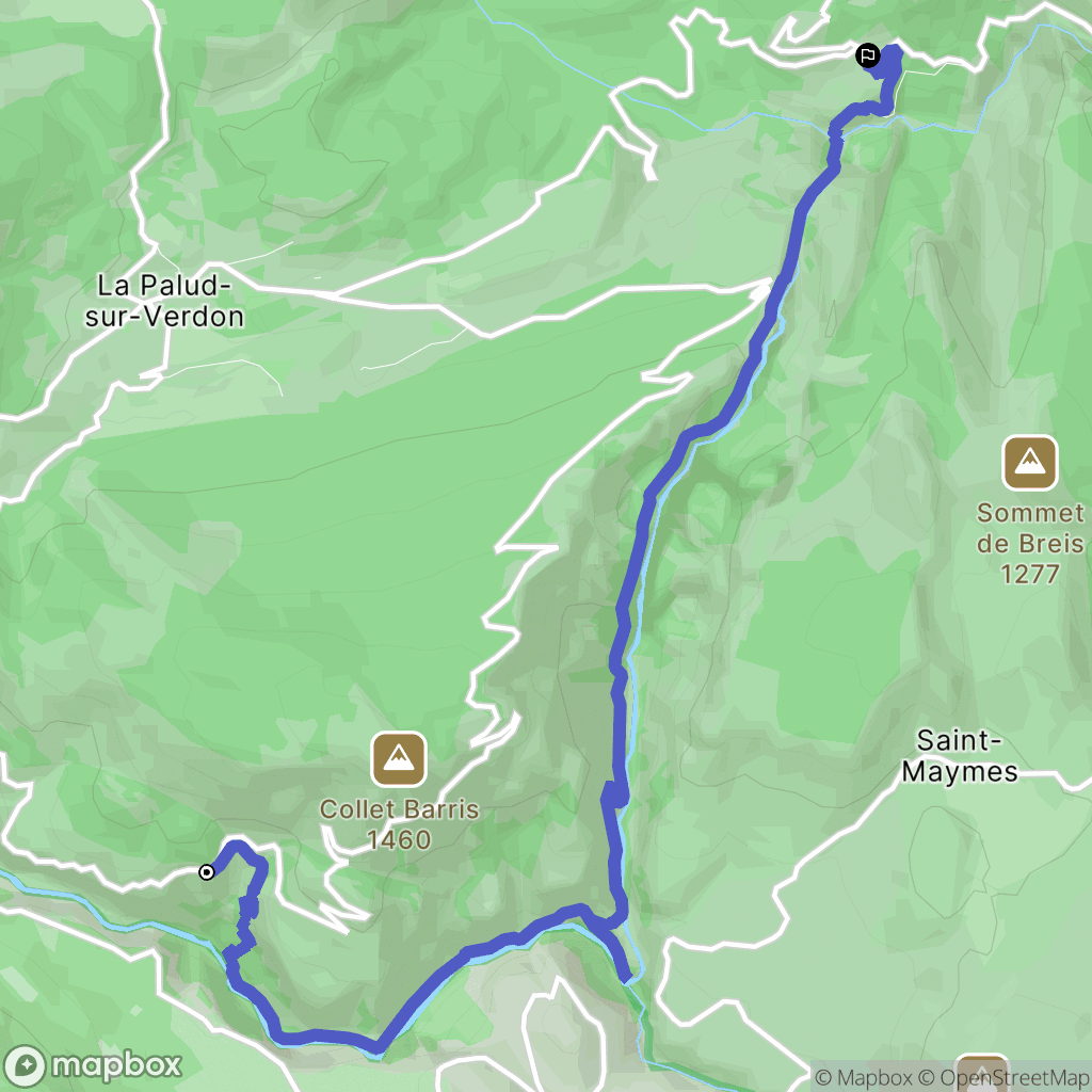 La Palud-sur-Verdon : carte du parcours de randonnée - France