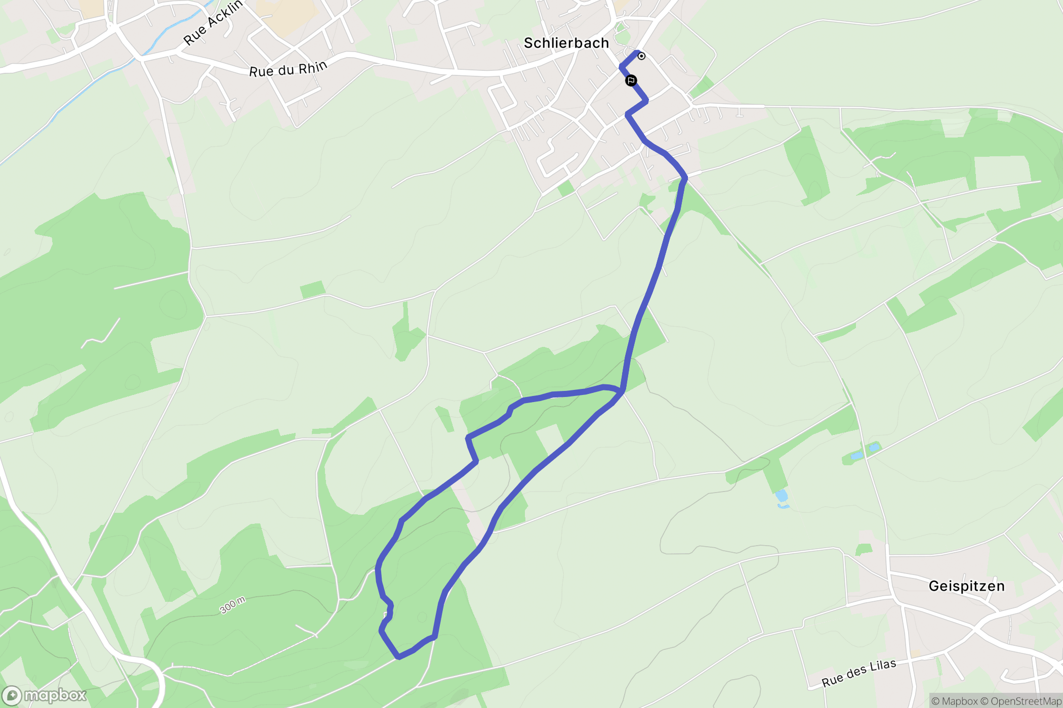 Schlierbach : carte du parcours de randonnée - France