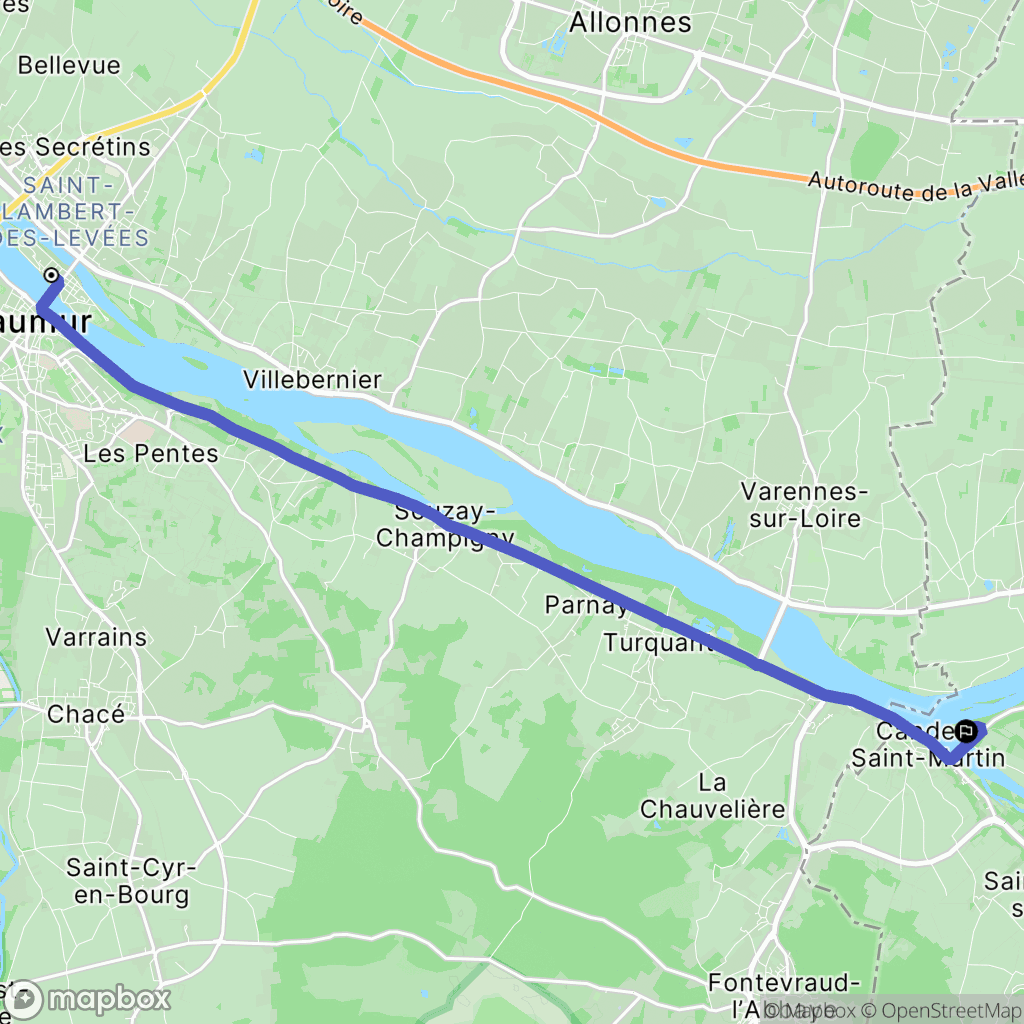 Saumur : carte du parcours de randonnée - France