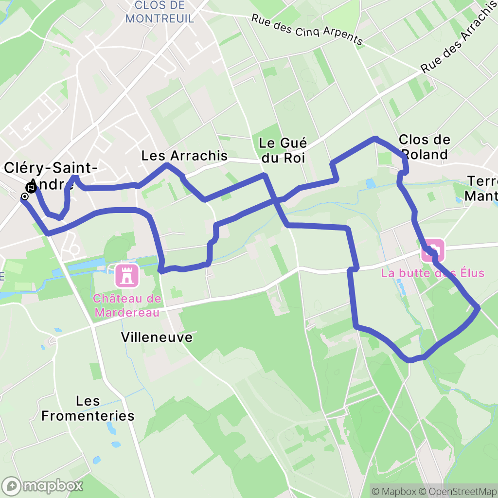 Cléry-Saint-André : carte du parcours de randonnée - France