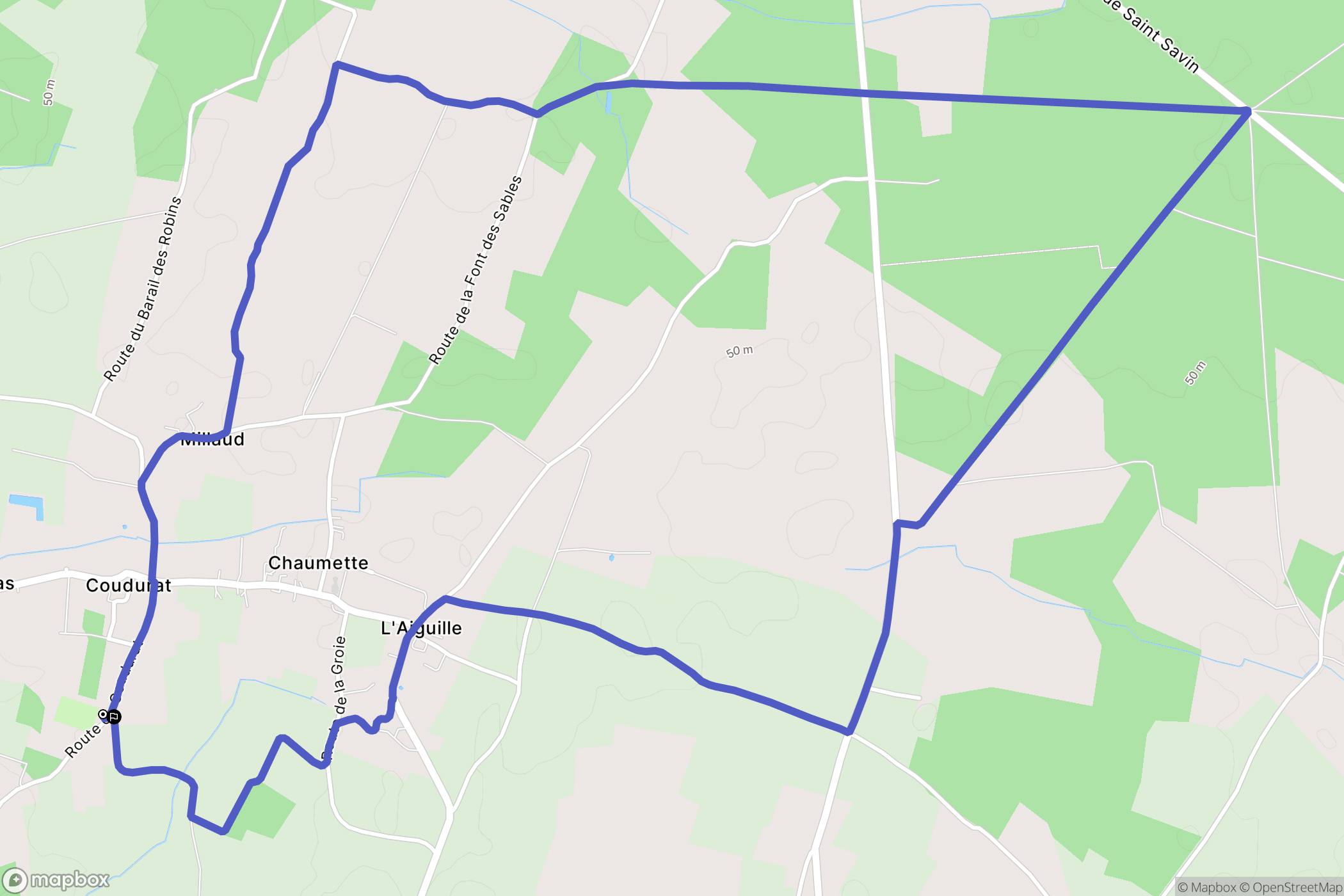 Saint-Girons-d'Aiguevives : carte du parcours de randonnée - France