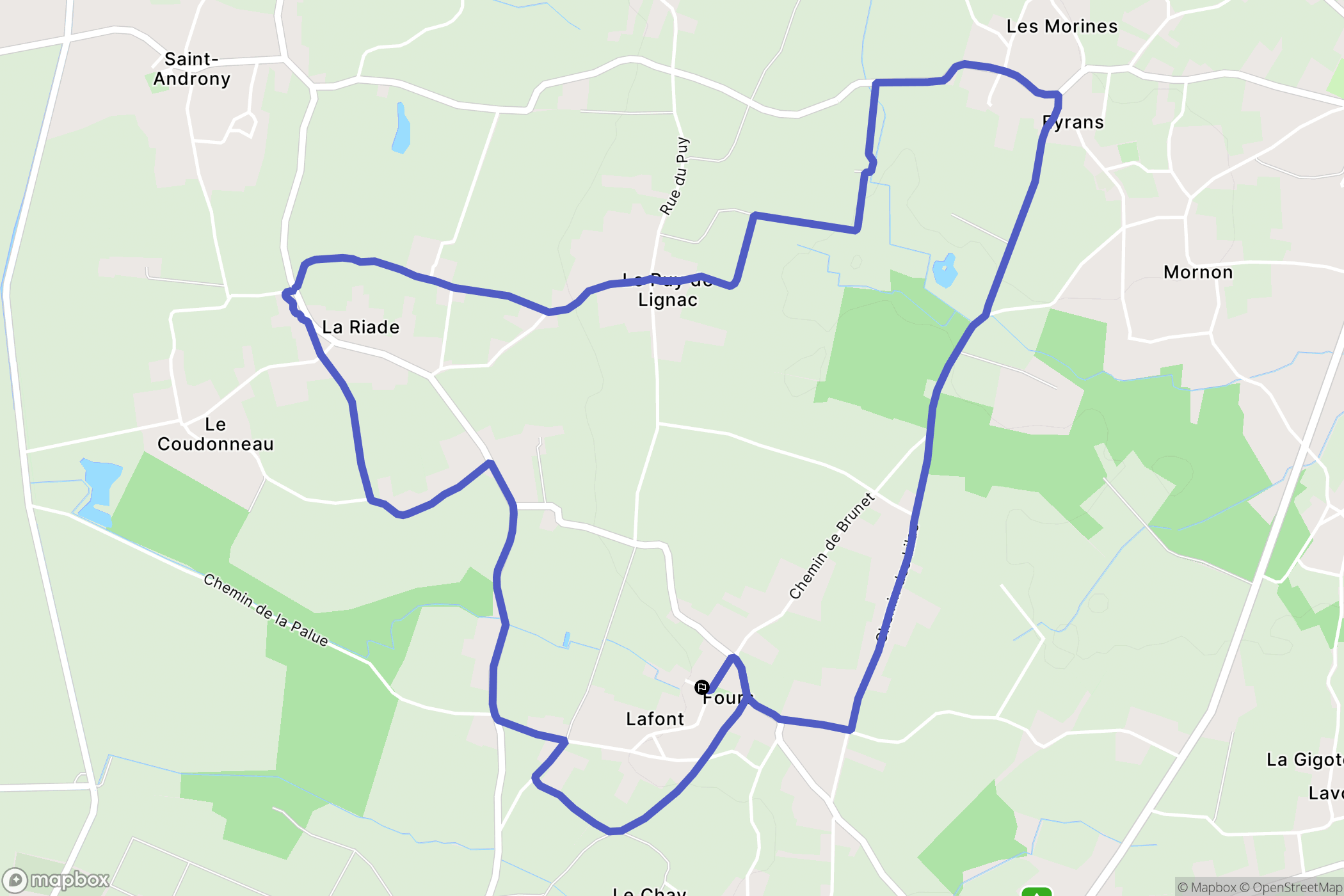 Fours : carte du parcours de randonnée - France