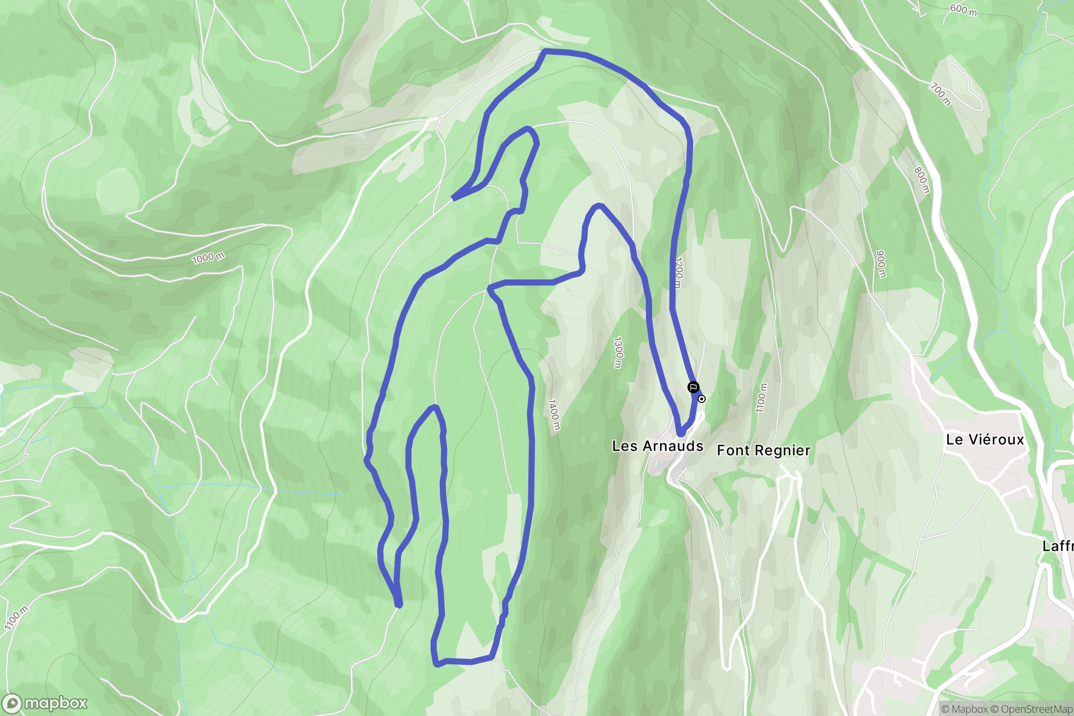 Laffrey, Les Arnauds : carte du parcours de randonnée - France
