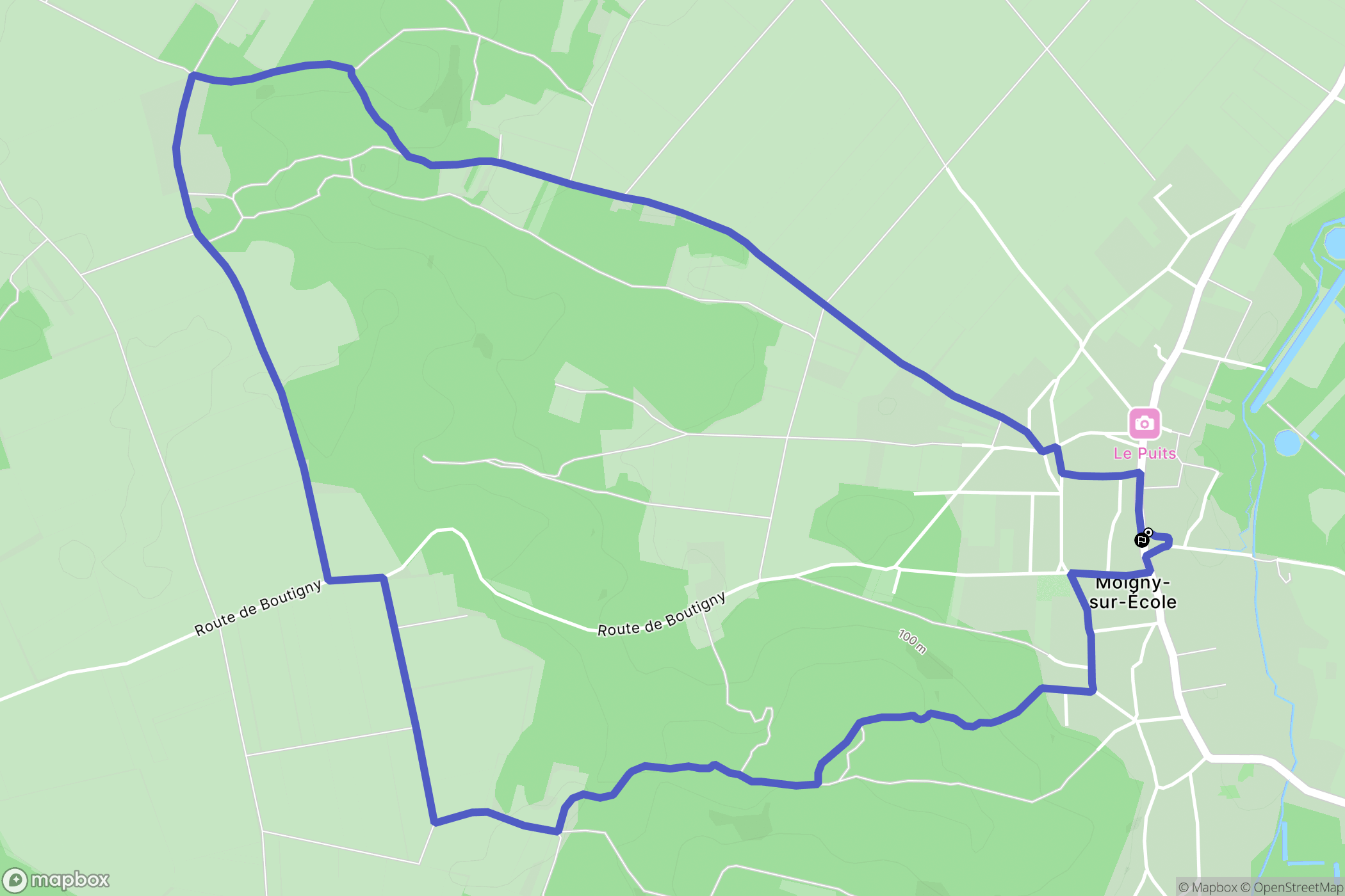 Moigny-sur-École : carte du parcours de randonnée - France
