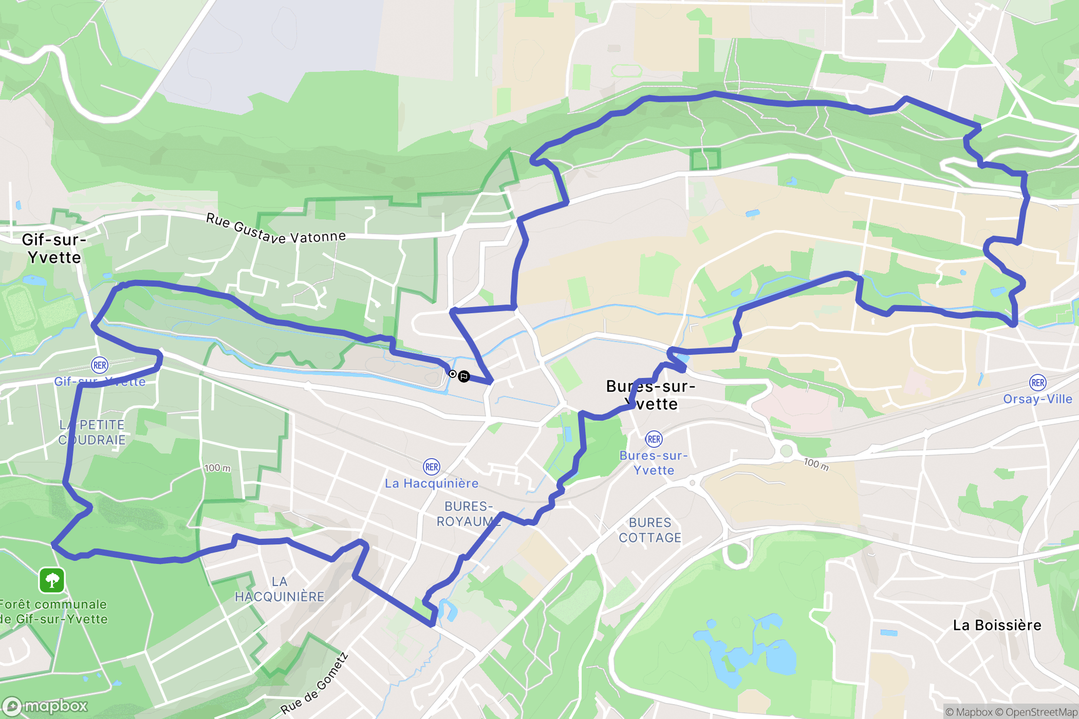 Bures-sur-Yvette : carte du parcours de randonnée - France