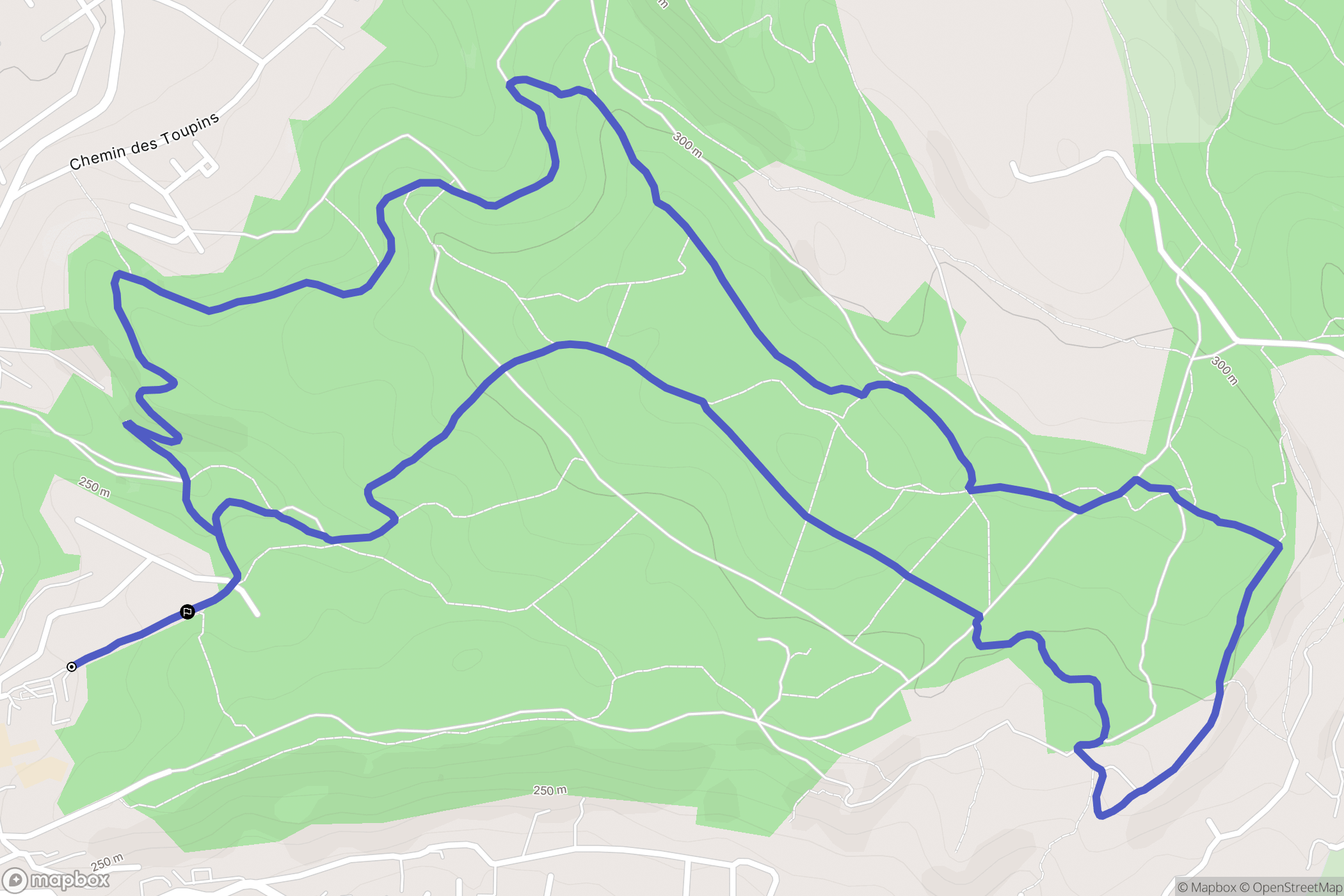 Bouc-Bel-Air : carte du parcours de randonnée - France