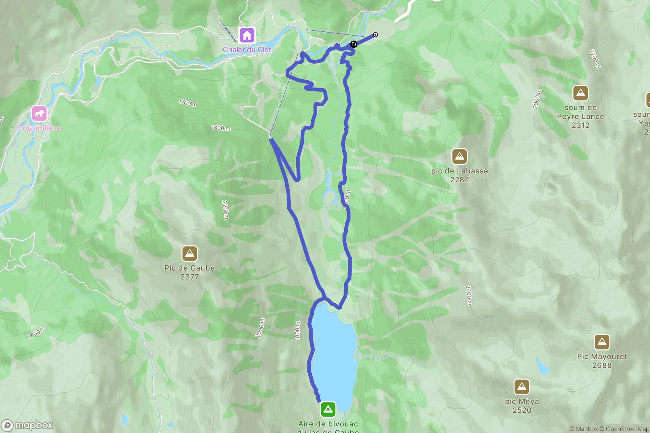 Pont d'Espagne, Cauterets : carte du parcours de randonnée - France