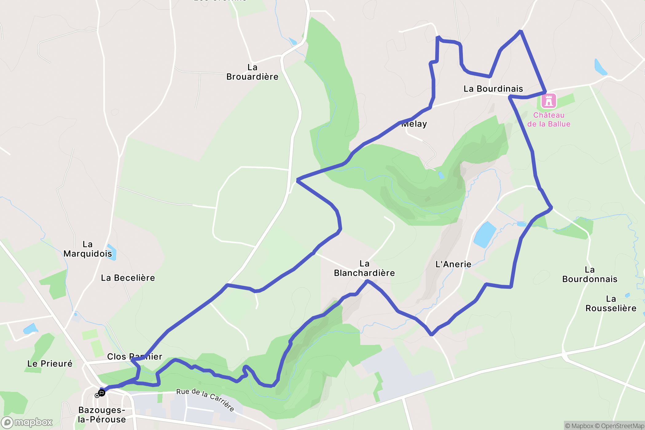 Bazouges-la-Pérouse : carte du parcours de randonnée - France
