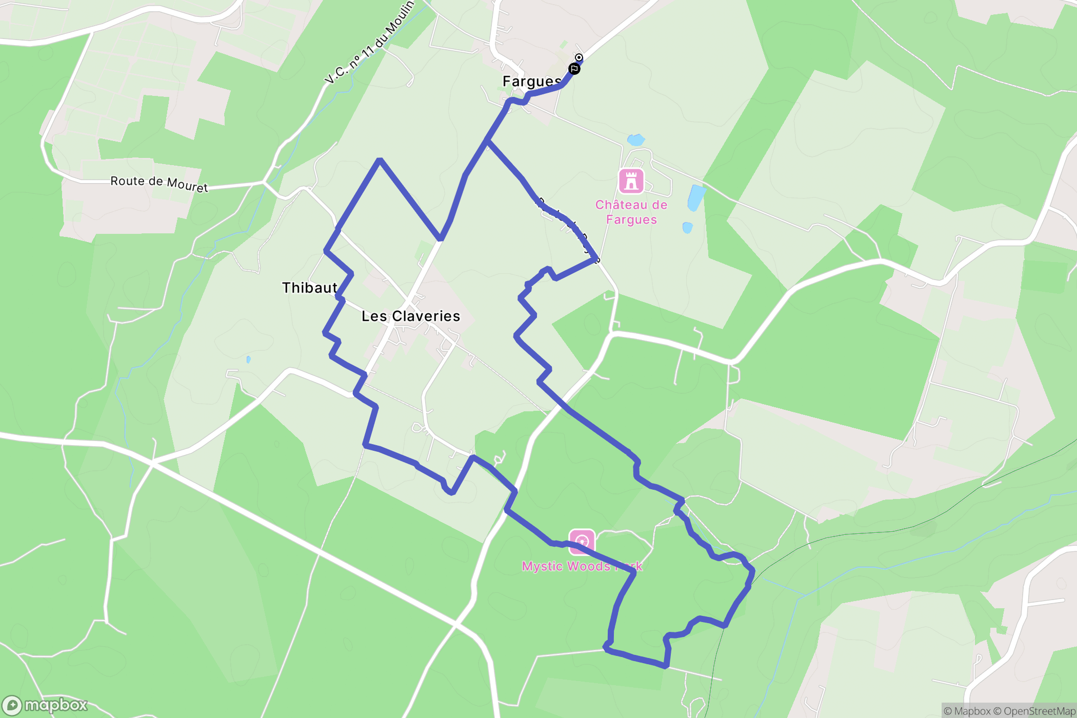 Fargues : carte du parcours de randonnée - France
