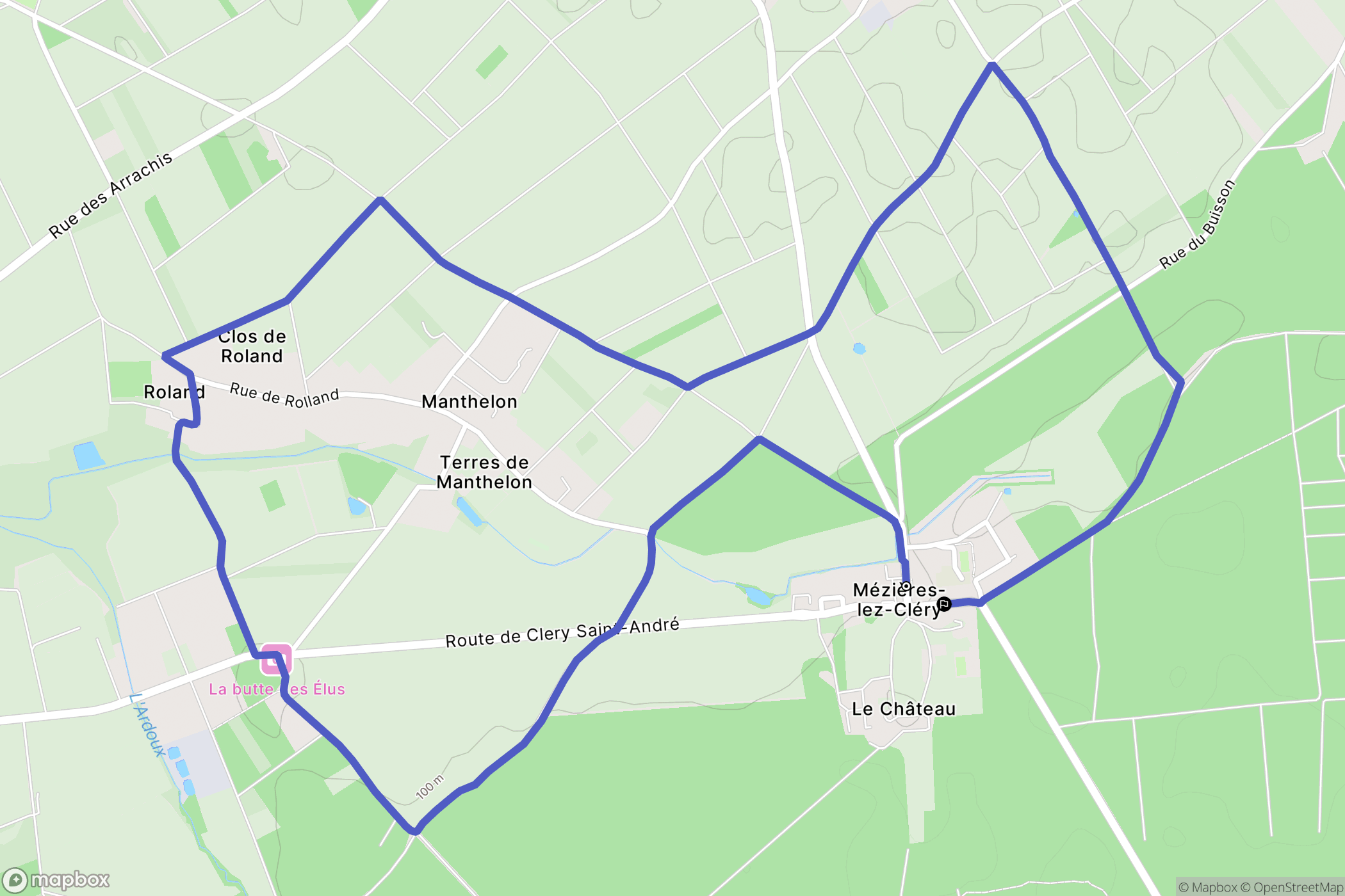 Mézières-lez-Cléry : carte du parcours de randonnée - France