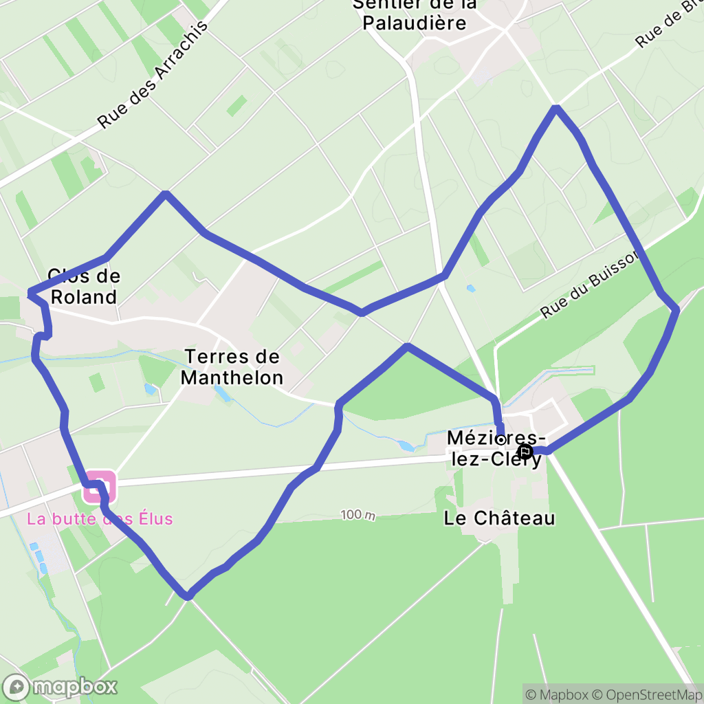 Mézières-lez-Cléry : carte du parcours de randonnée - France
