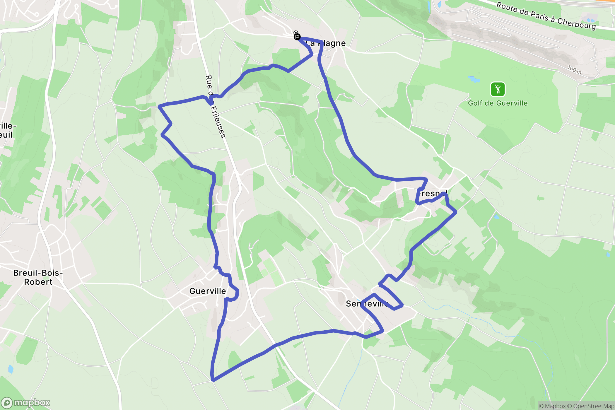 Guerville : carte du parcours de randonnée - France
