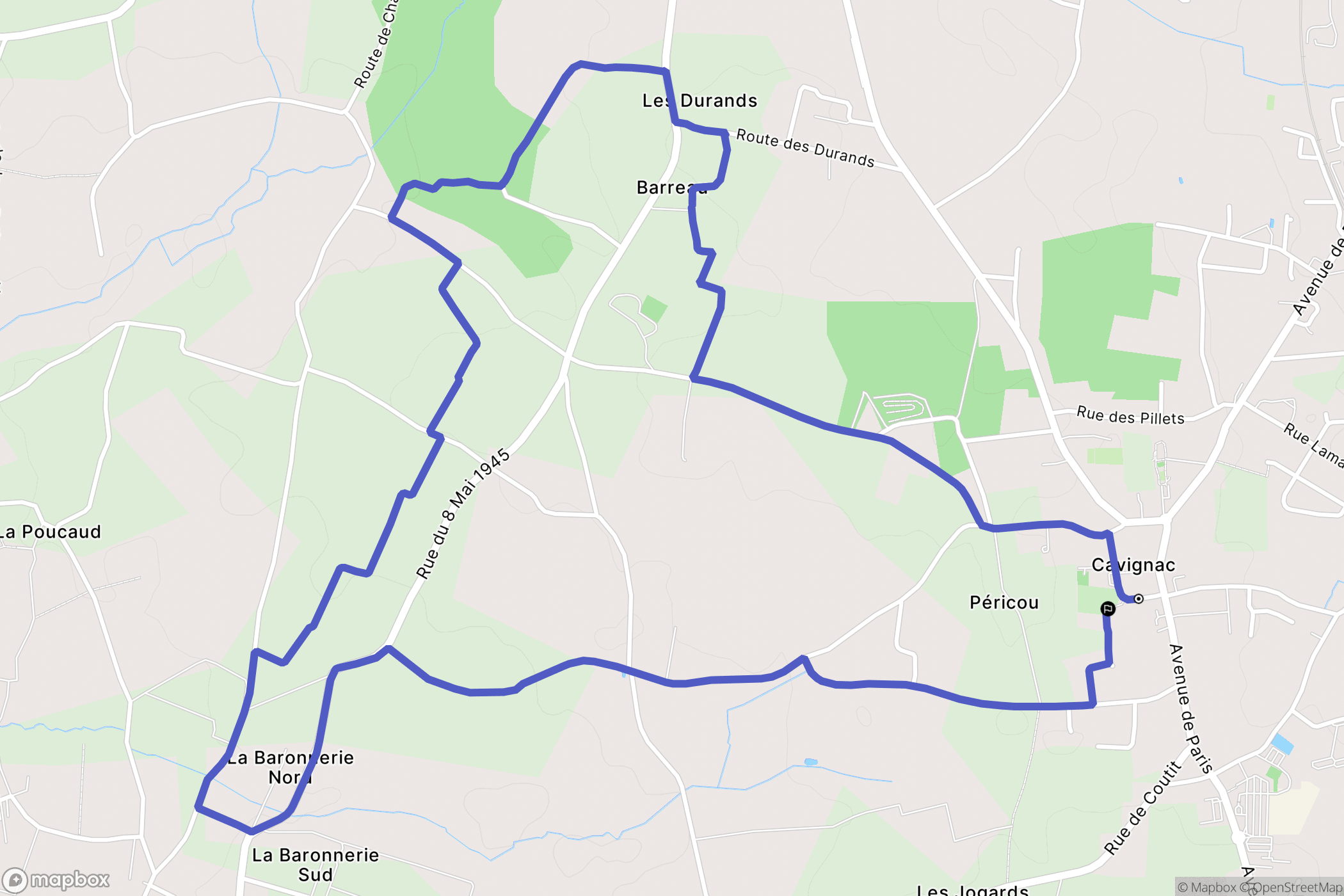 Cavignac : carte du parcours de randonnée - France