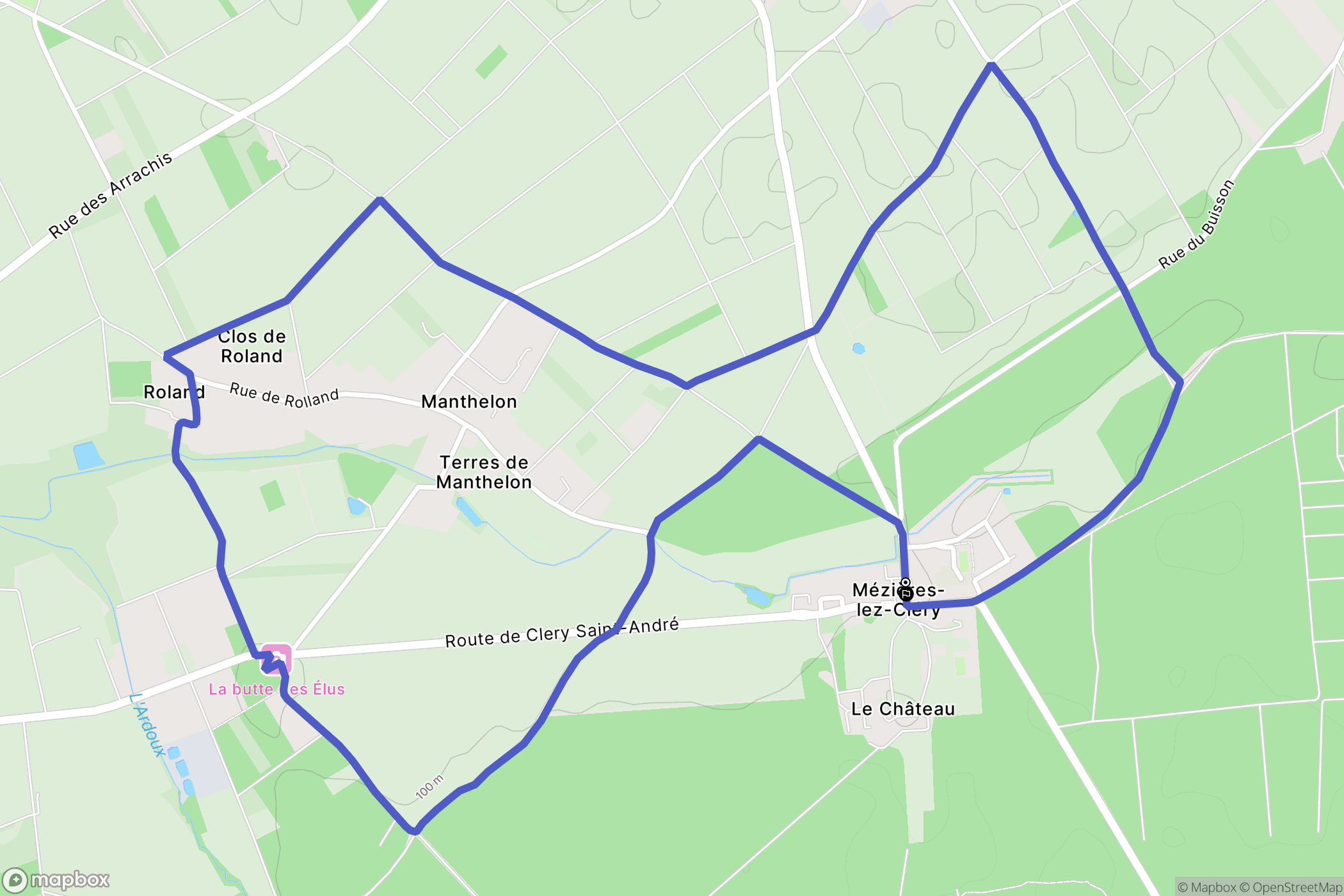Mézières-lez-Cléry : carte du parcours de randonnée - France