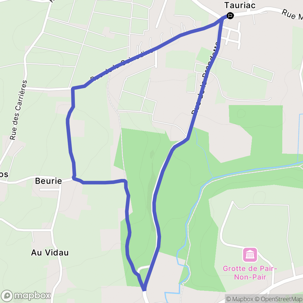 Tauriac : carte du parcours de randonnée - France