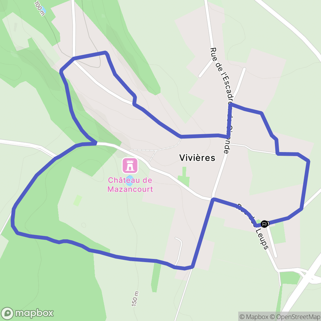 Vivières : carte du parcours de randonnée - France