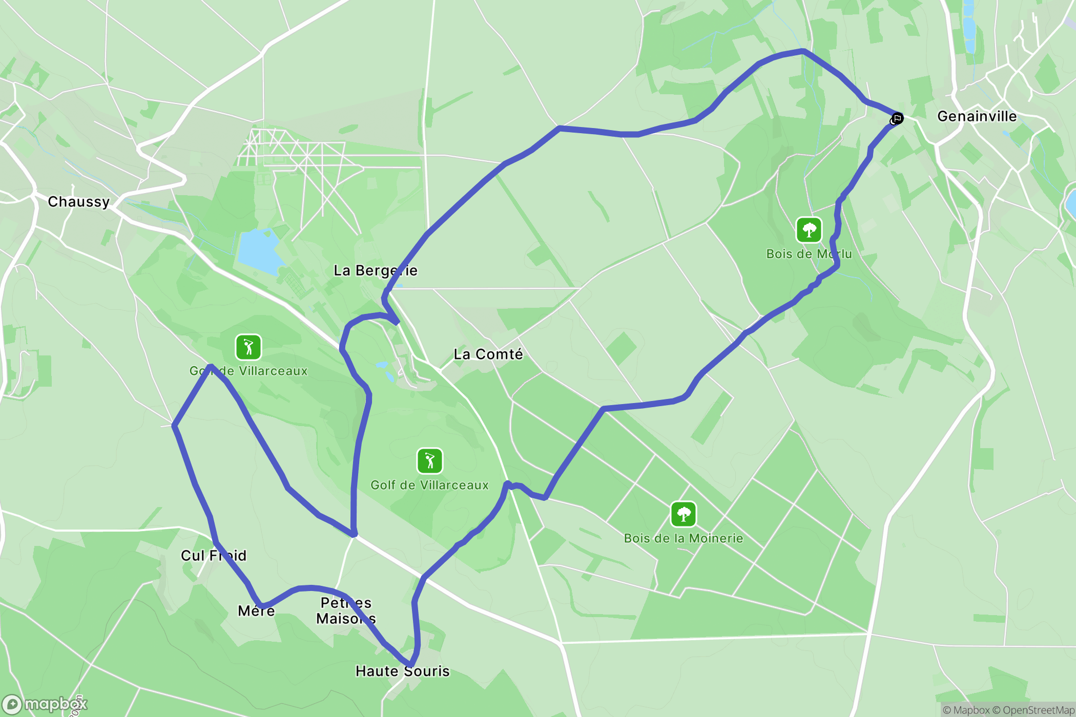 Genainville : carte du parcours de randonnée - France