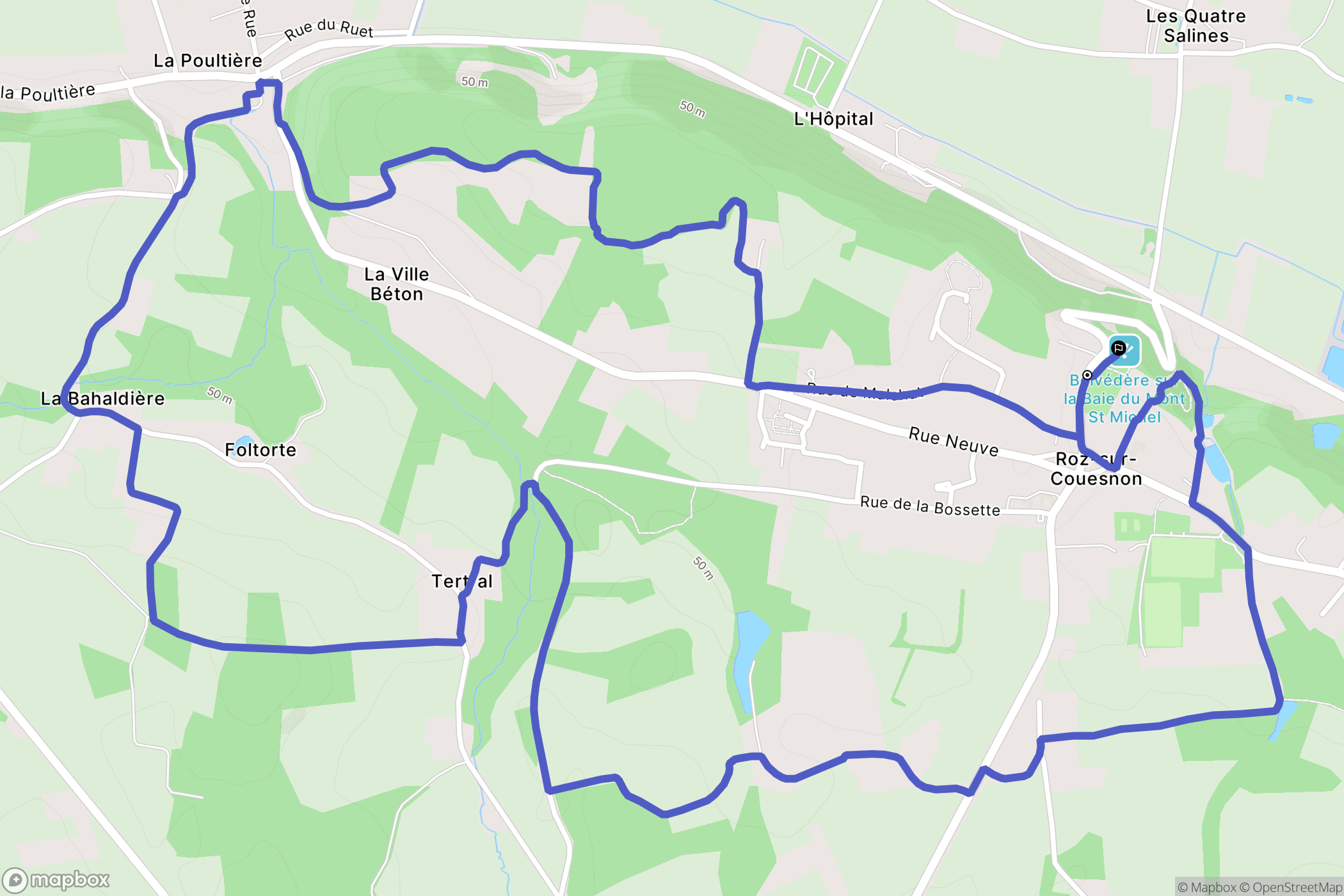 Roz-sur-Couesnon : carte du parcours de randonnée - France