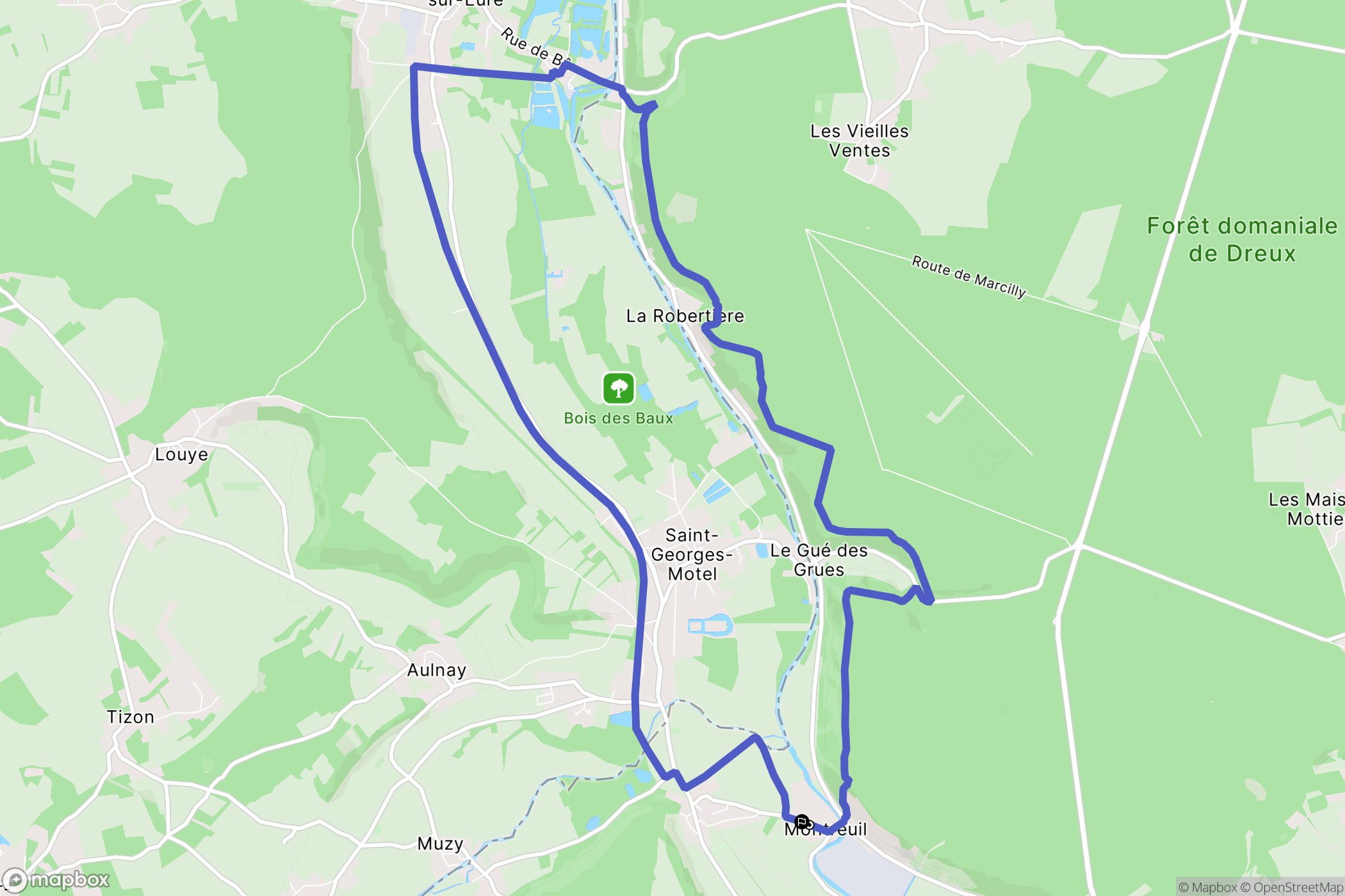 Montreuil : carte du parcours de randonnée - France