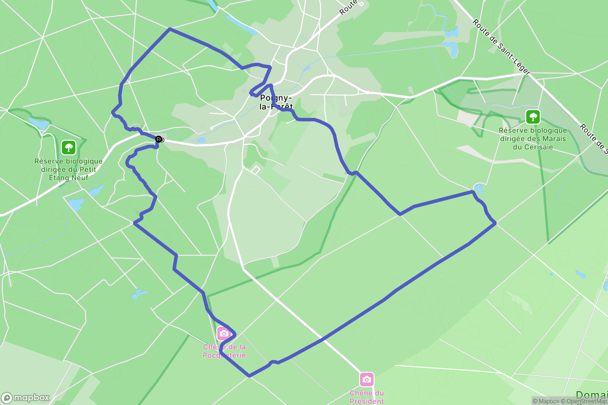 Poigny-la-Forêt : carte du parcours de randonnée - France