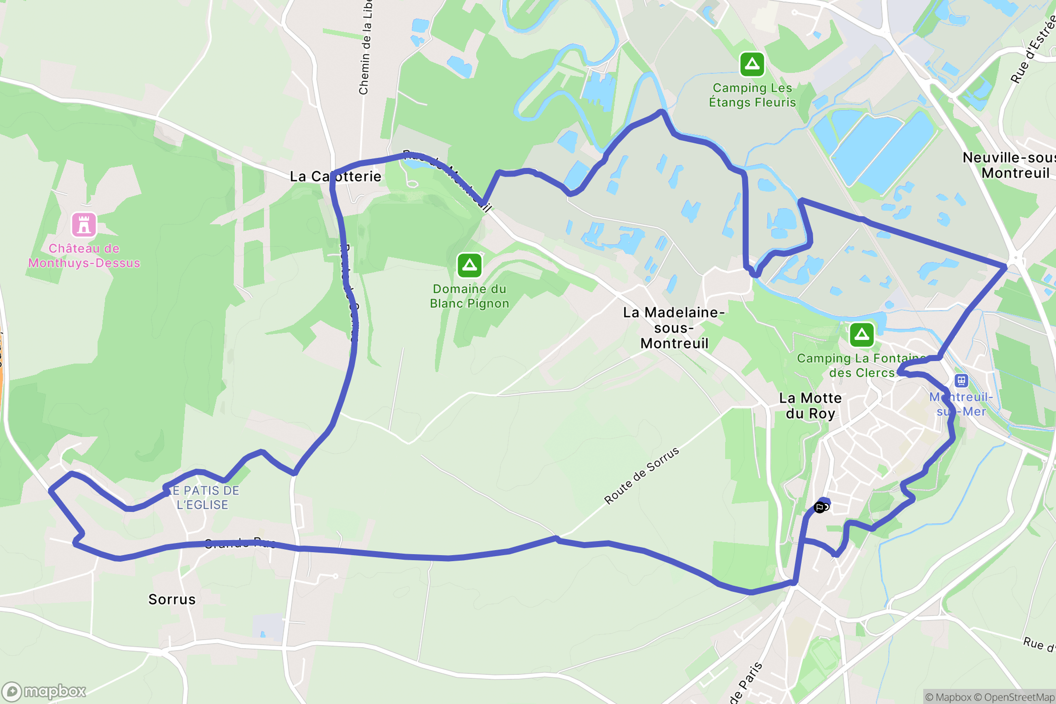 Montreuil-sur-Mer : carte du parcours de randonnée - France