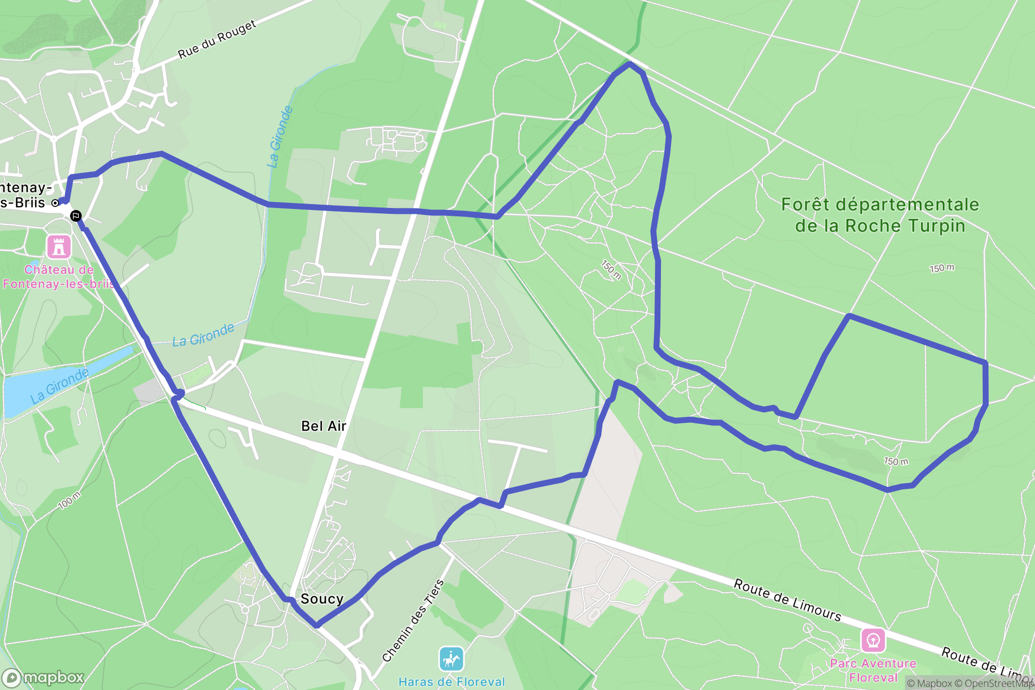 Fontenay-lès-Briis : carte du parcours de randonnée - France