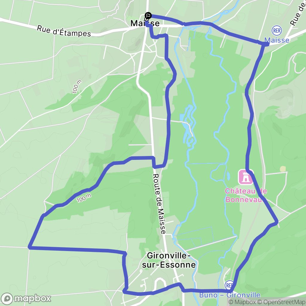 Maisse : carte du parcours de randonnée - France