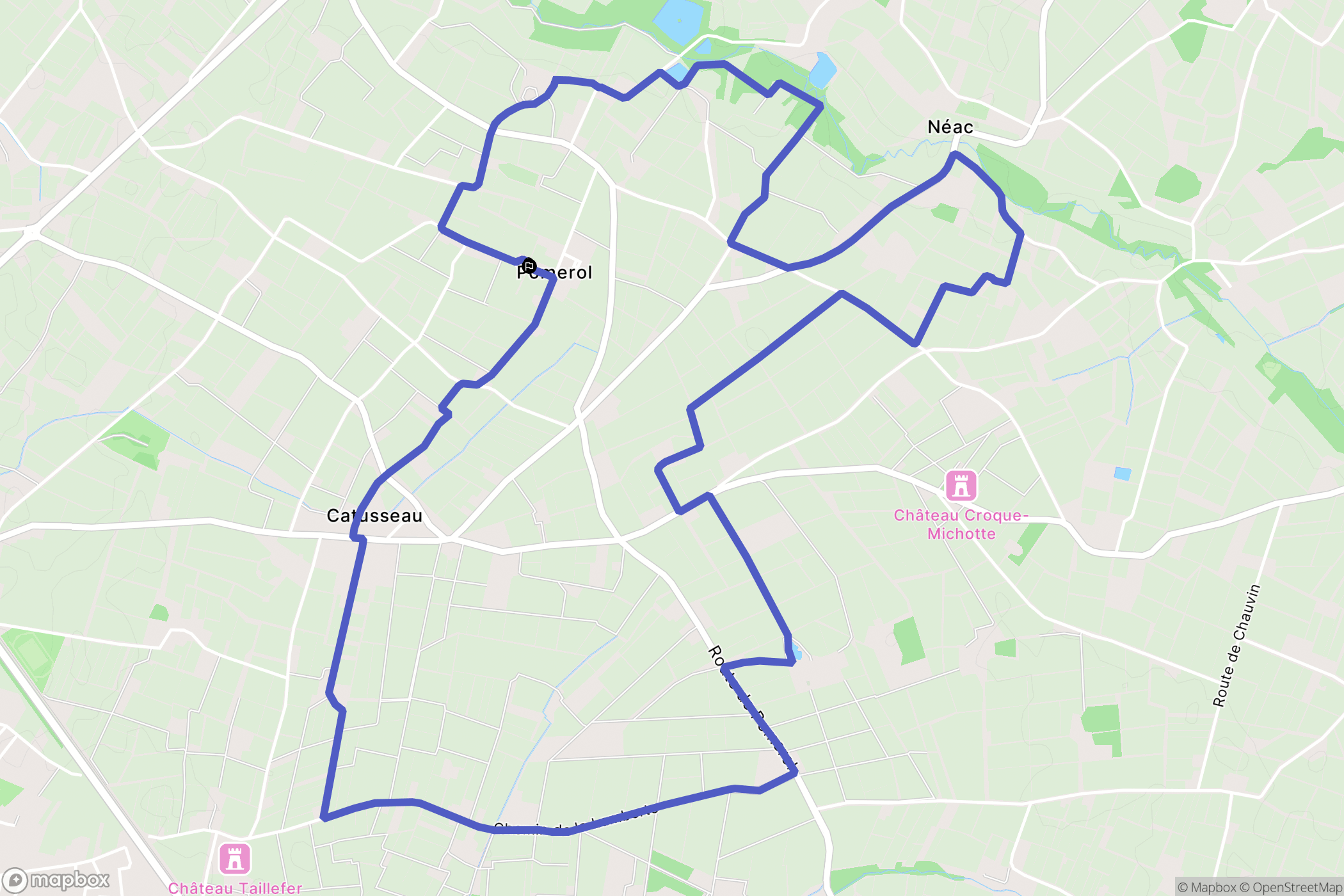 Pomerol : carte du parcours de randonnée - France