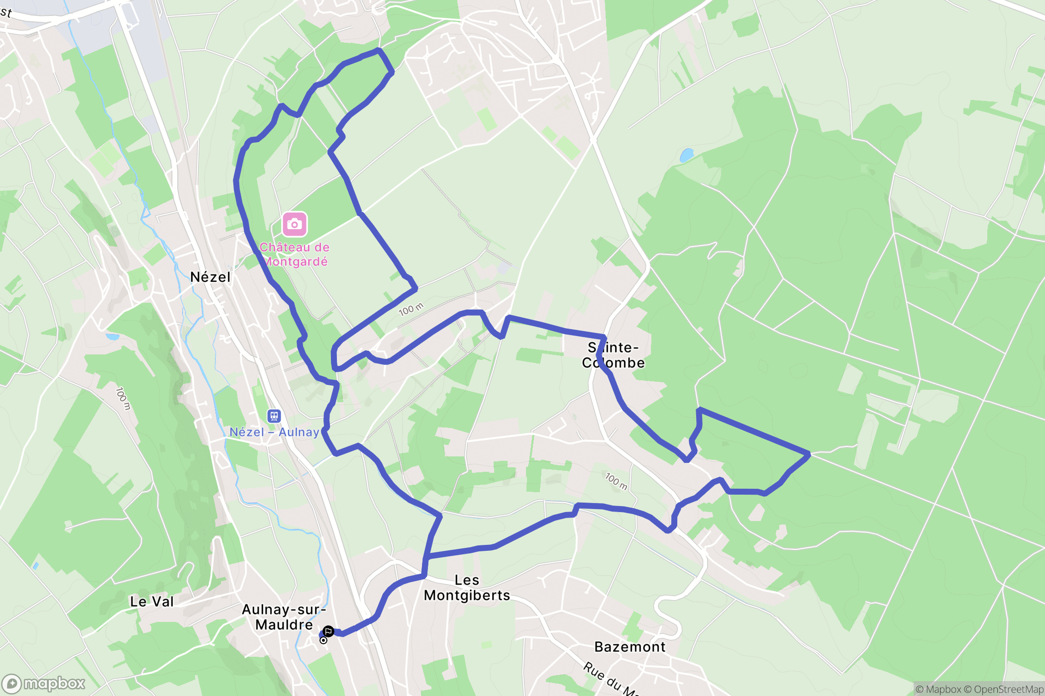 Aulnay-sur-Mauldre : carte du parcours de randonnée - France