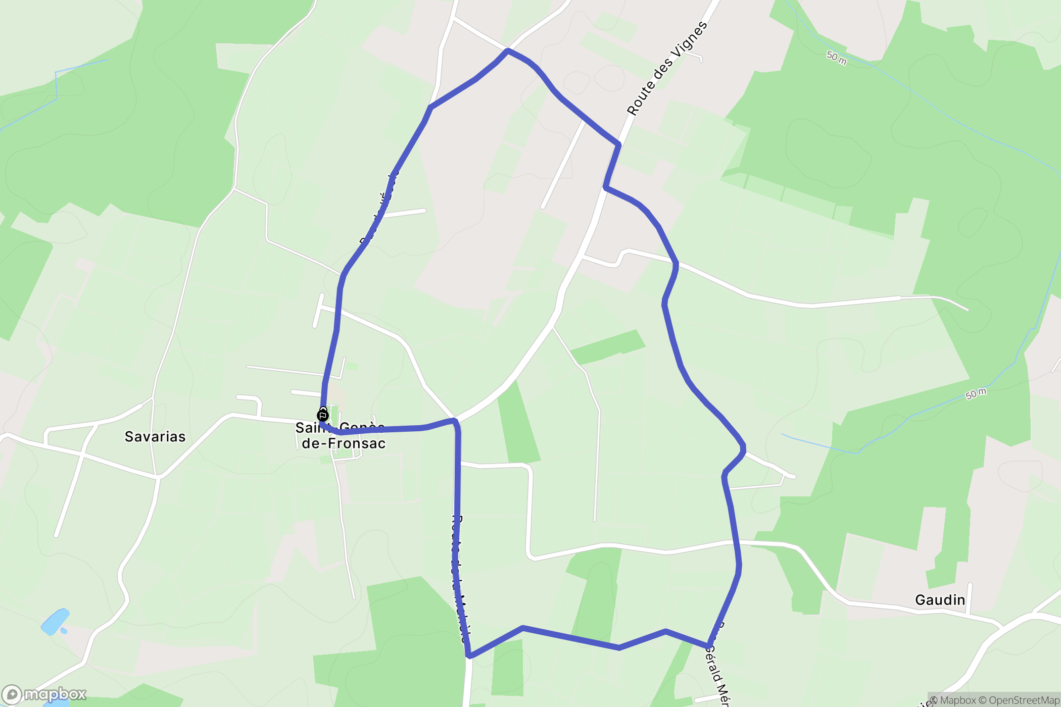 Saint-Gènes-de-Fronsac : carte du parcours de randonnée - France