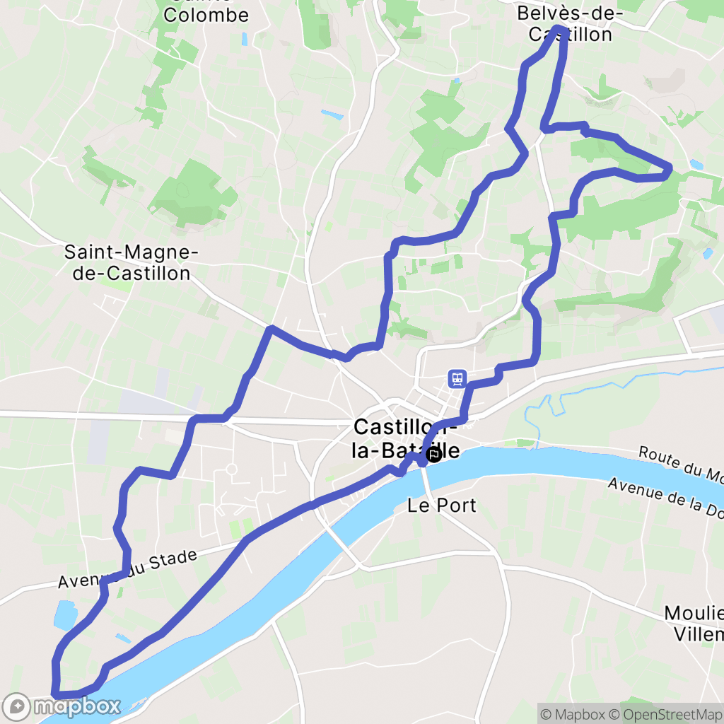 Castillon-la-Bataille : carte du parcours de randonnée - France