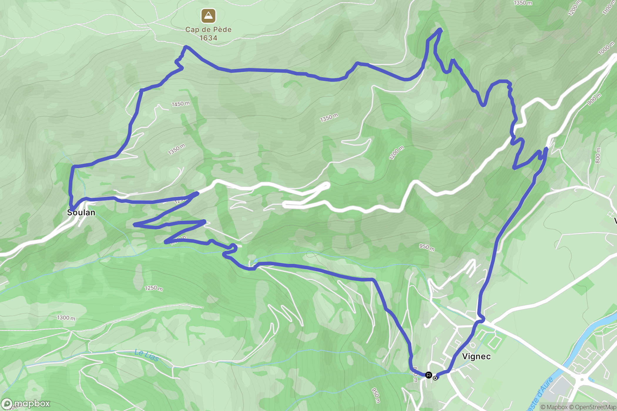 Vignec : carte du parcours de randonnée - France